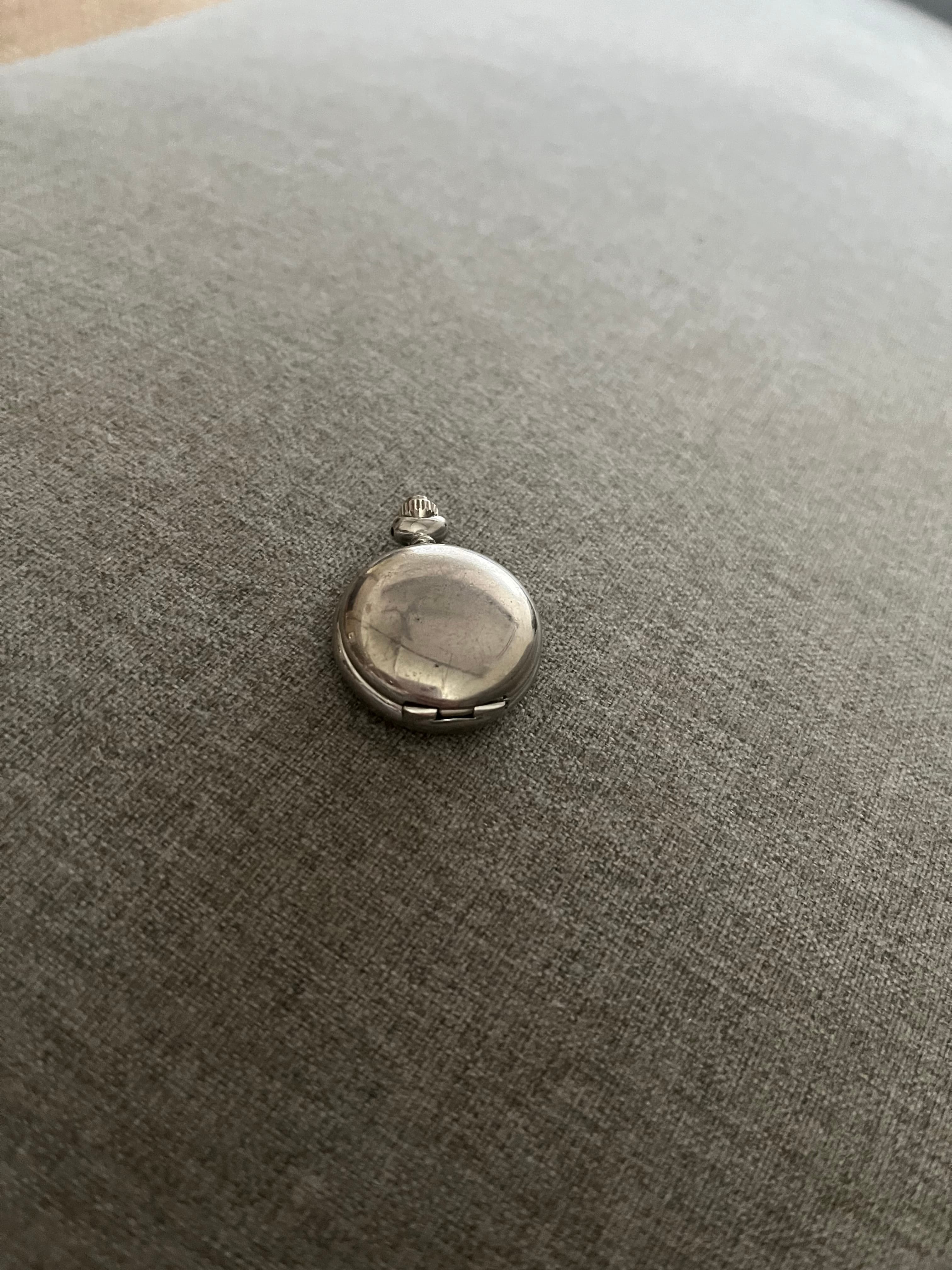 Miniature Silver-Tone Quartz Pocket Watch - Untested — photo 4 of 6