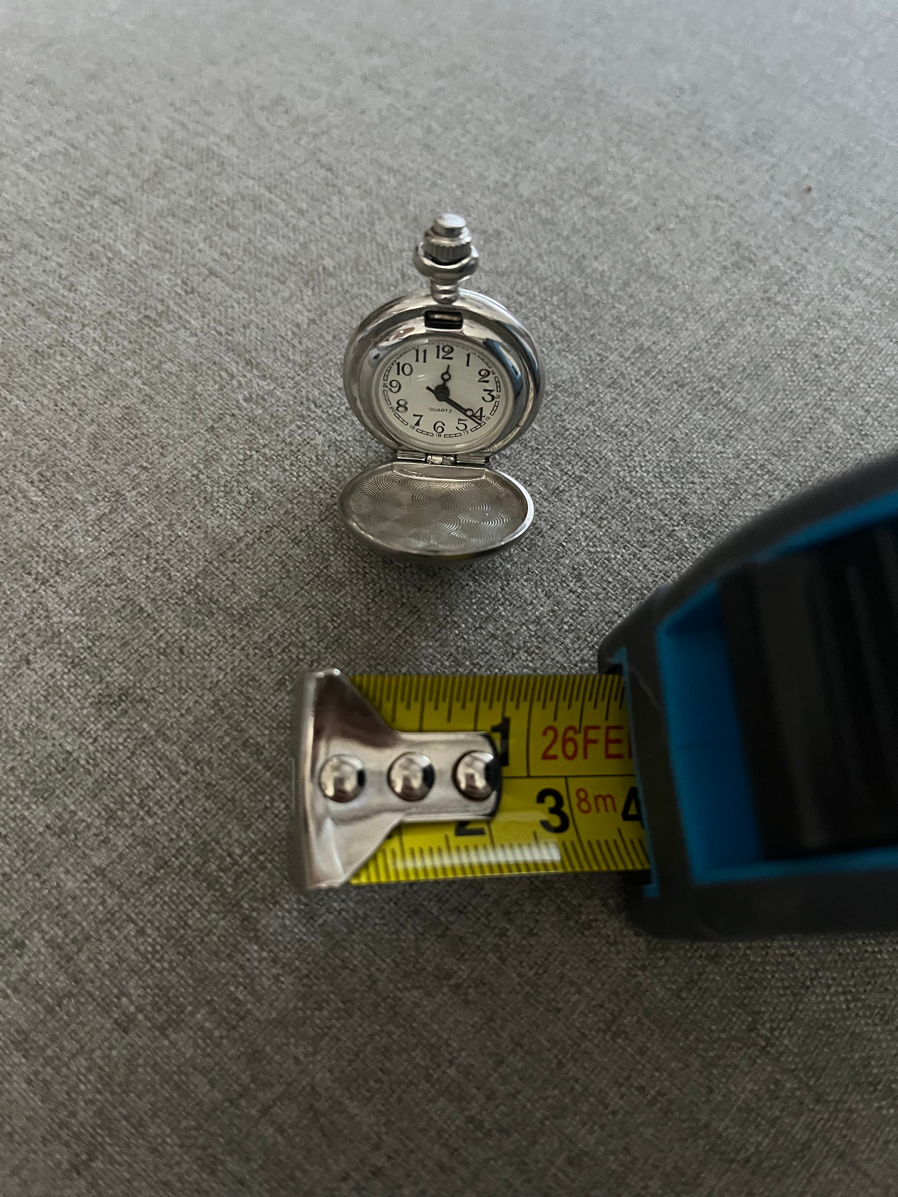 Miniature Silver-Tone Quartz Pocket Watch - Untested — photo 6 of 6
