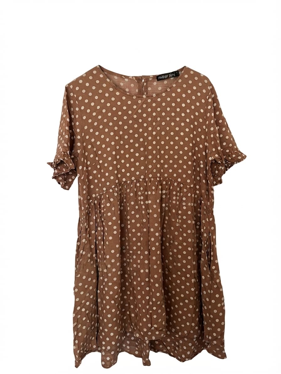 Mister Zimi Brown & White Polka Dot Smock Dress Size 12 — photo 1 of 4