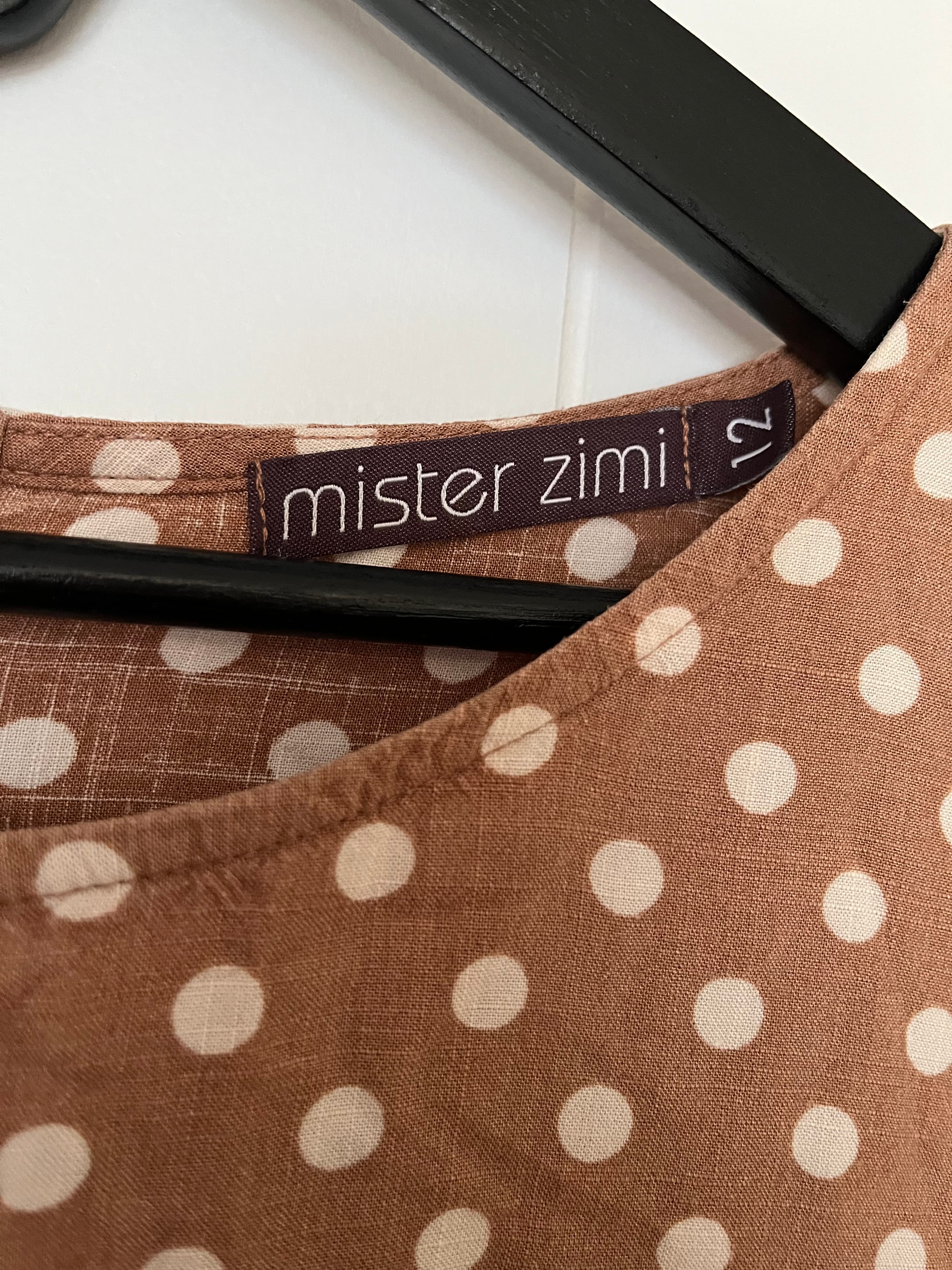 Mister Zimi Brown & White Polka Dot Smock Dress Size 12 — photo 2 of 4