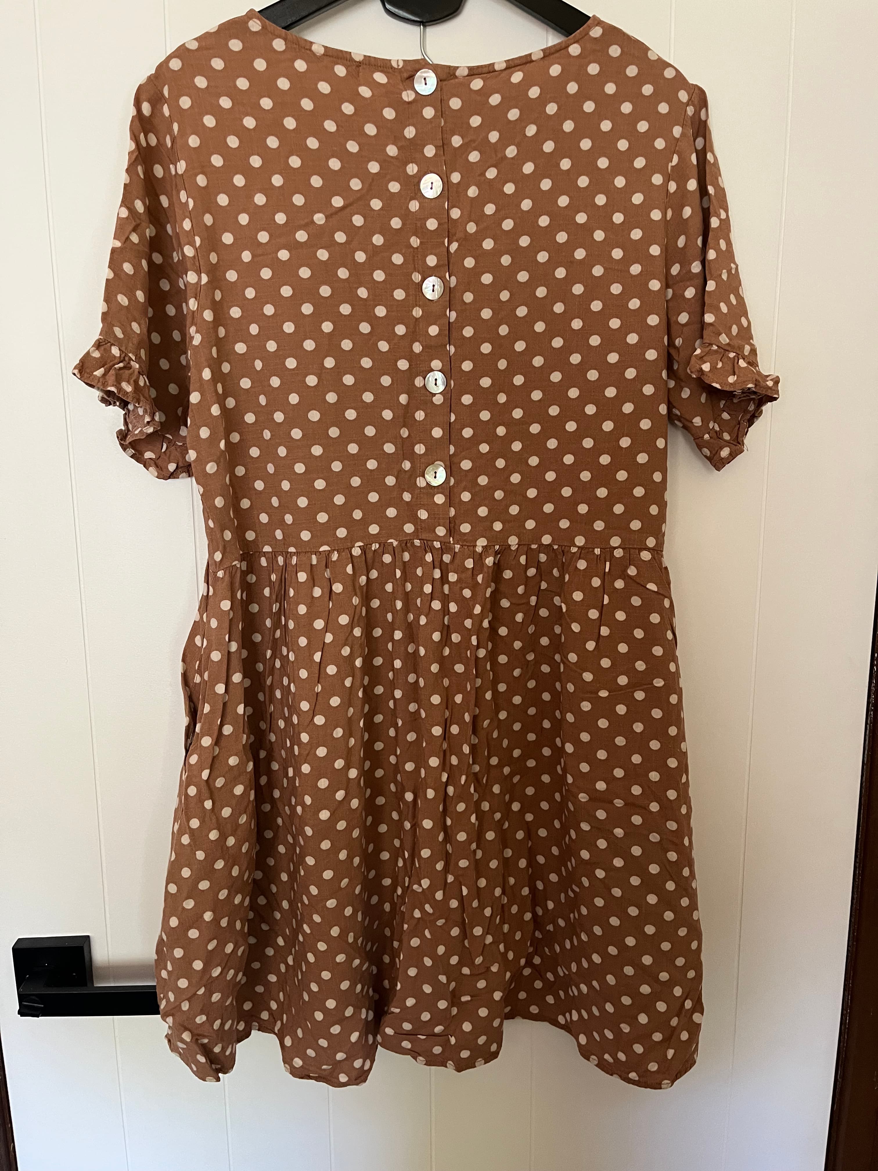 Mister Zimi Brown & White Polka Dot Smock Dress Size 12 — photo 4 of 4