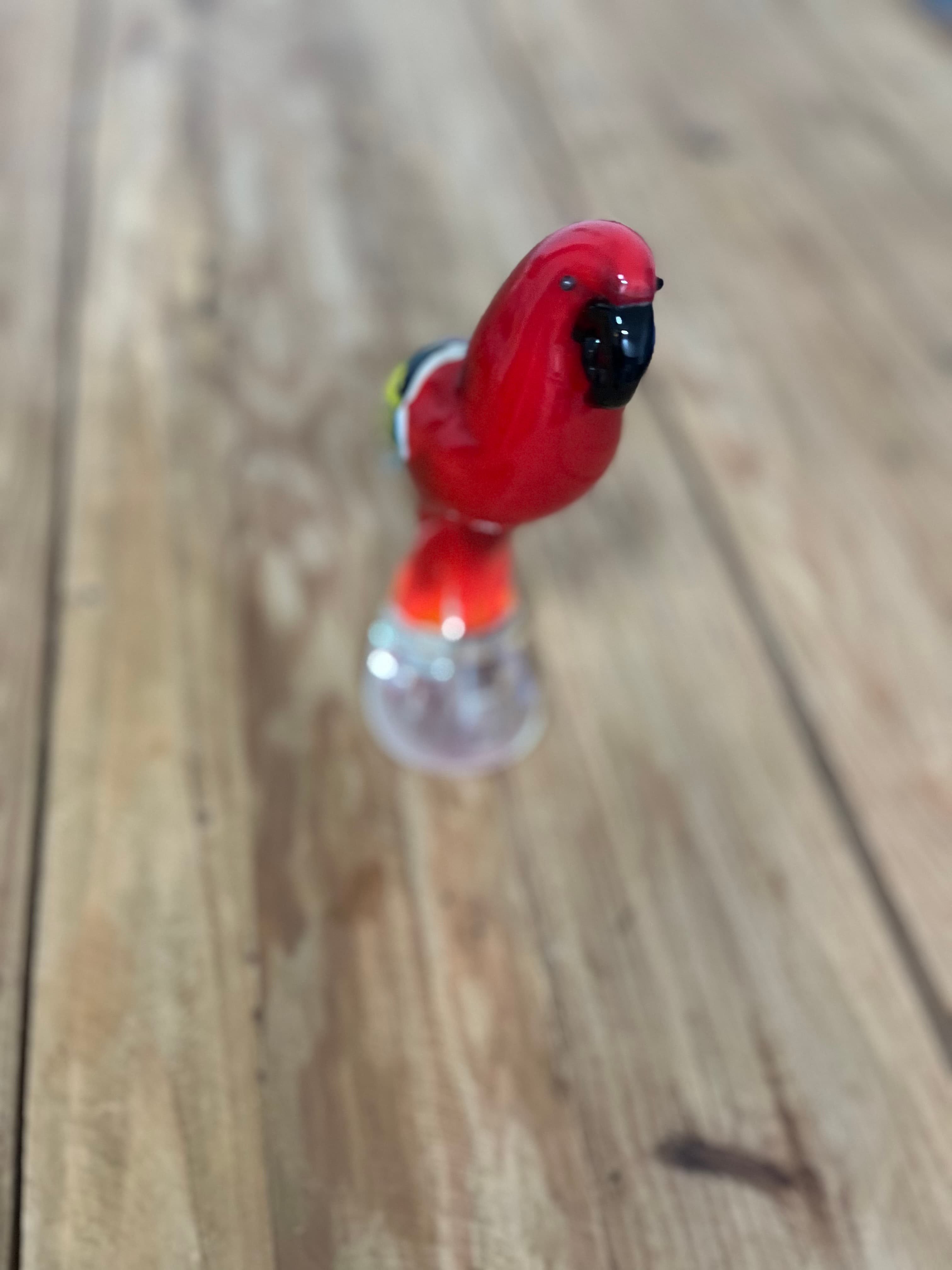 Murano Style Art Glass Parrot Figurine Red Blue Yellow Bird Sculpture — photo 4 of 9