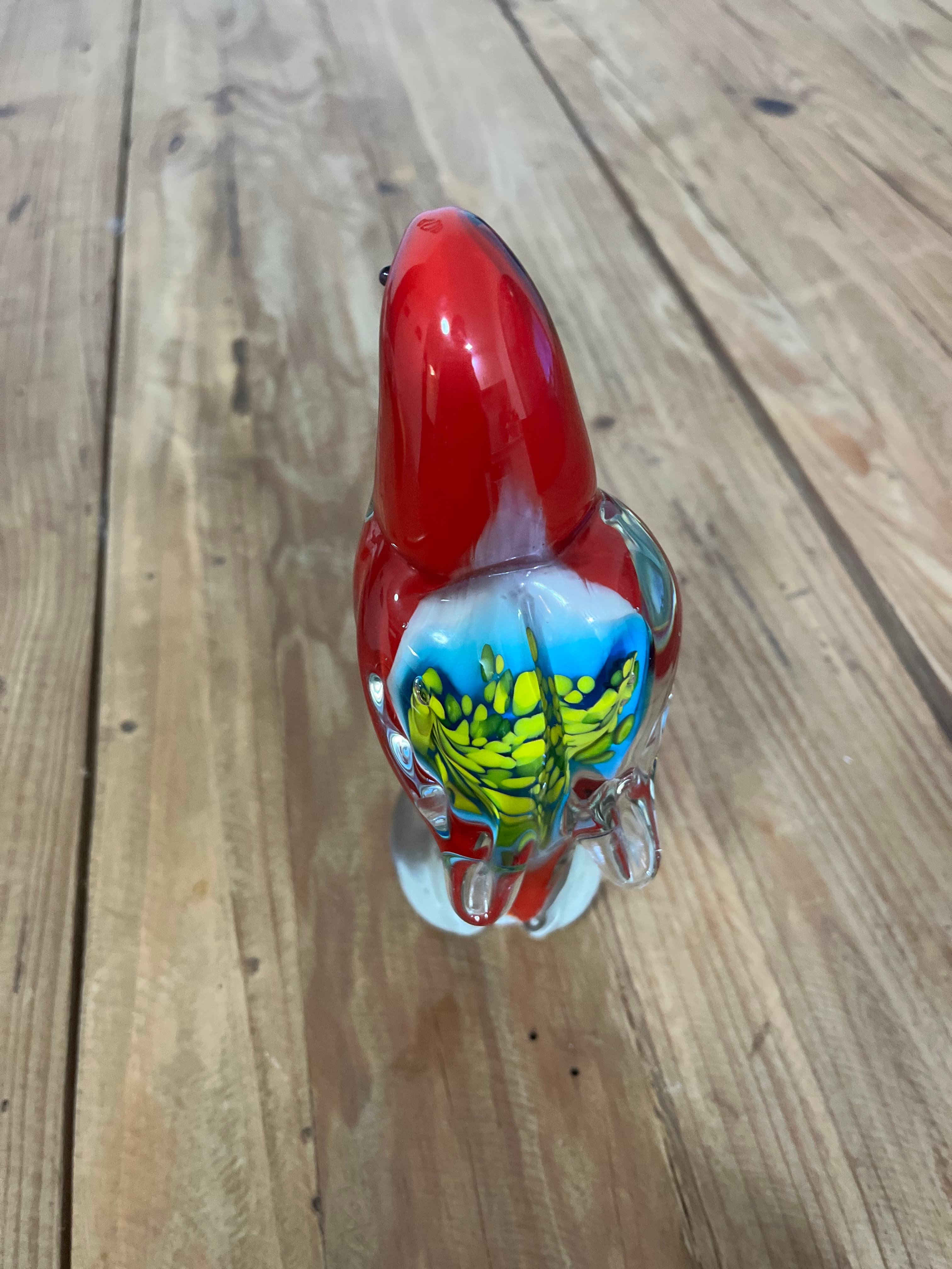 Murano Style Art Glass Parrot Figurine Red Blue Yellow Bird Sculpture — photo 6 of 9