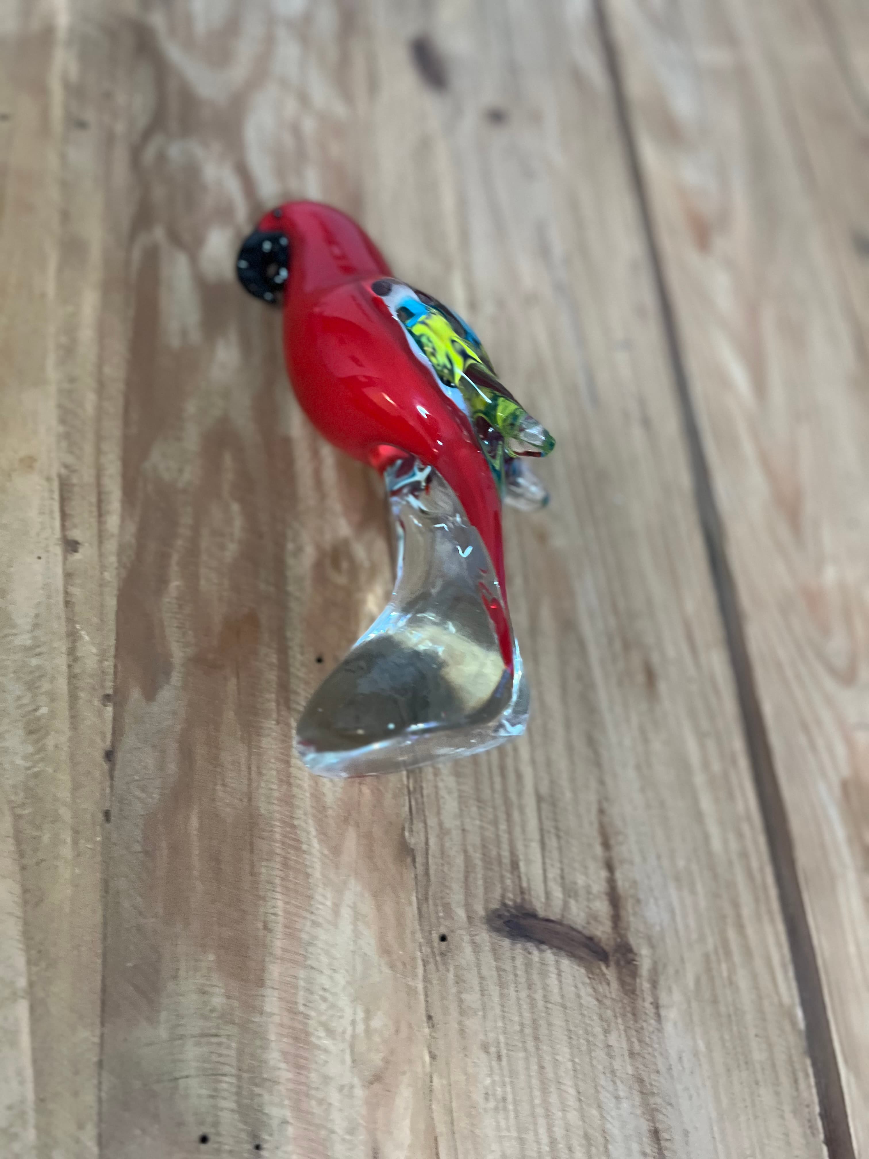 Murano Style Art Glass Parrot Figurine Red Blue Yellow Bird Sculpture — photo 7 of 9