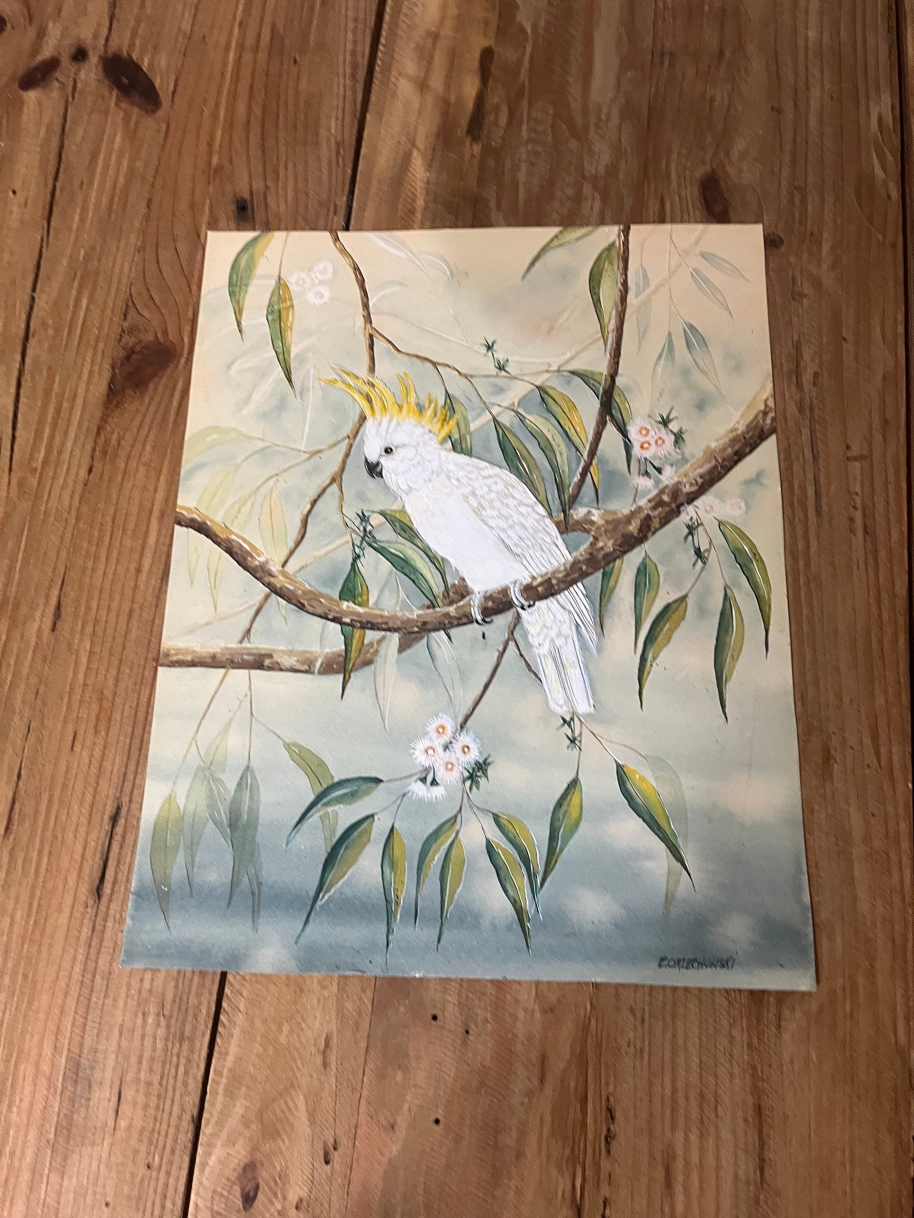 Original Watercolor Painting Sulphur-Crested Cockatoo by E.Orzechowski — photo 2 of 7