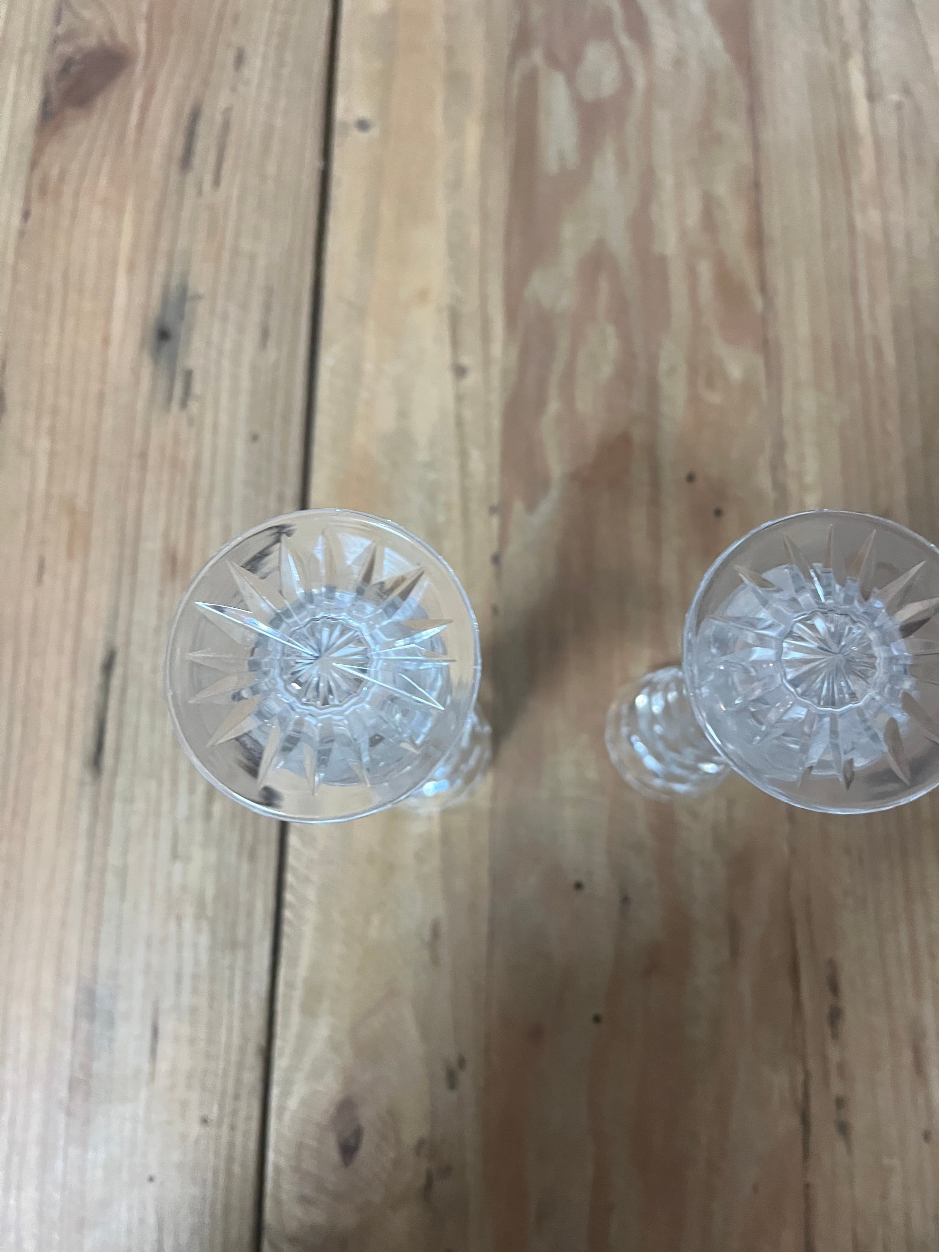 Pair Of Vintage Cut Crystal Bud Vases With Starburst Base — photo 4 of 4