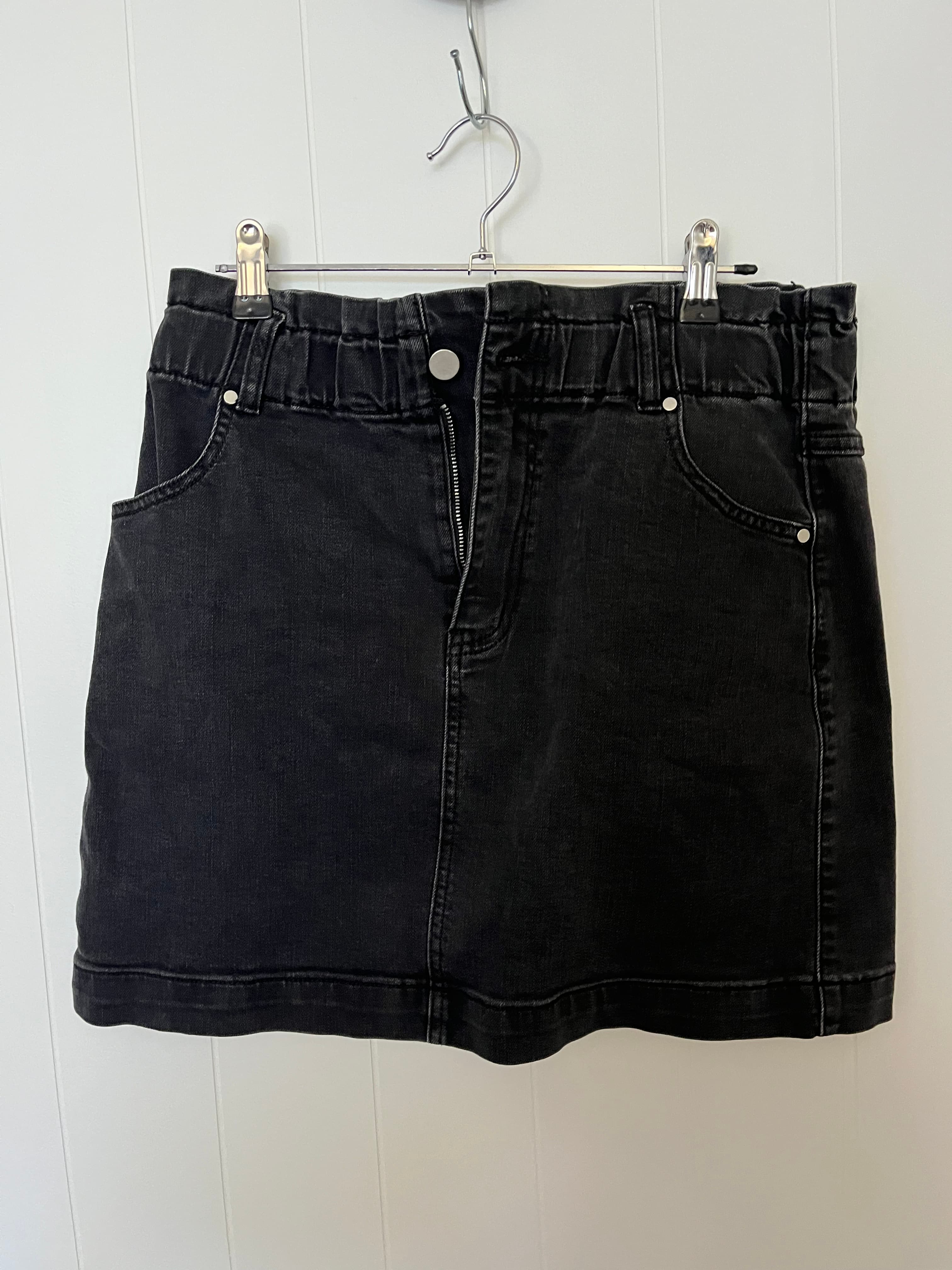 Seed Heritage Black Denim Paperbag Waist Mini Skirt Size 12 — photo 1 of 3