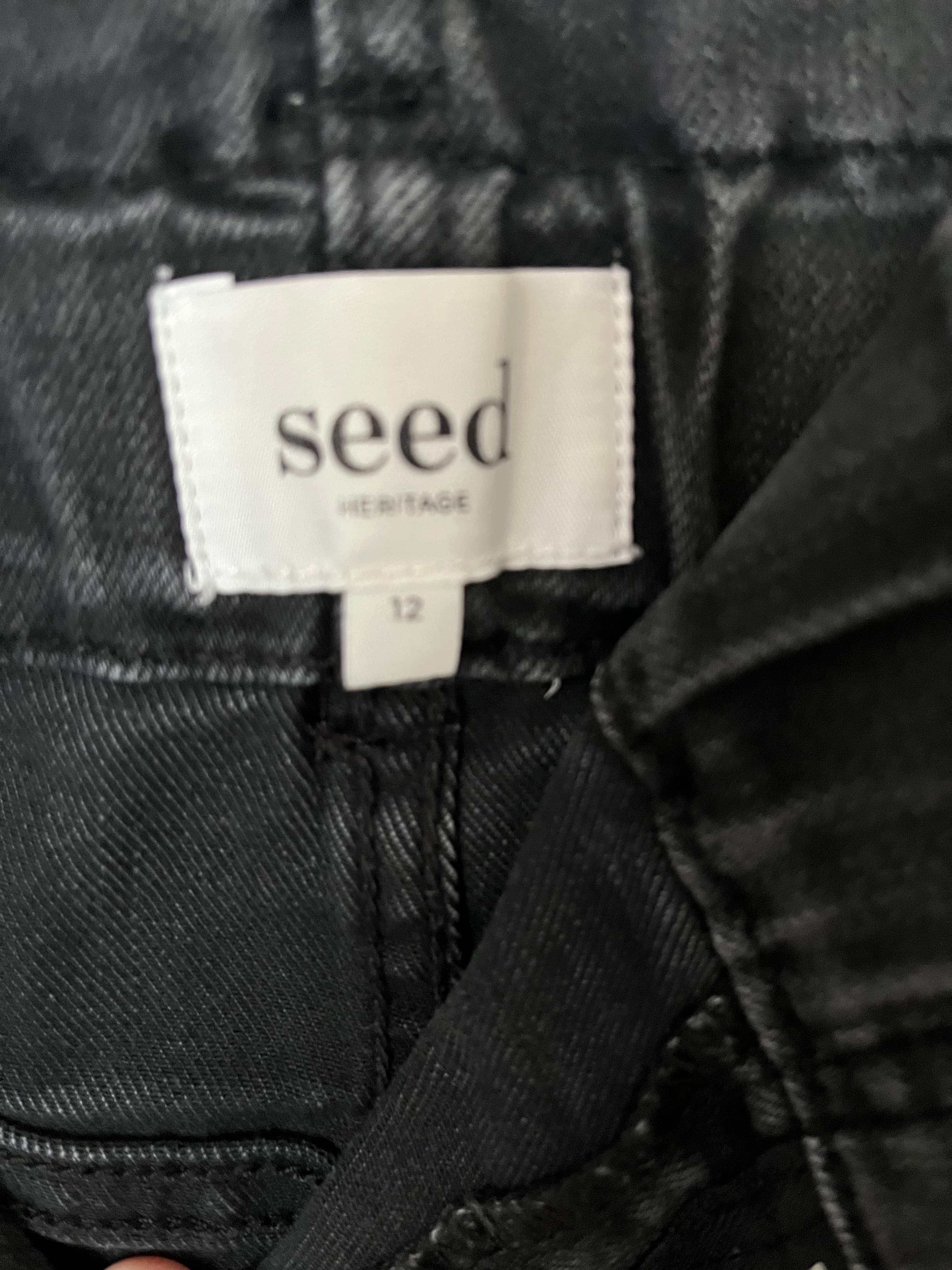 Seed Heritage Black Denim Paperbag Waist Mini Skirt Size 12 — photo 3 of 3