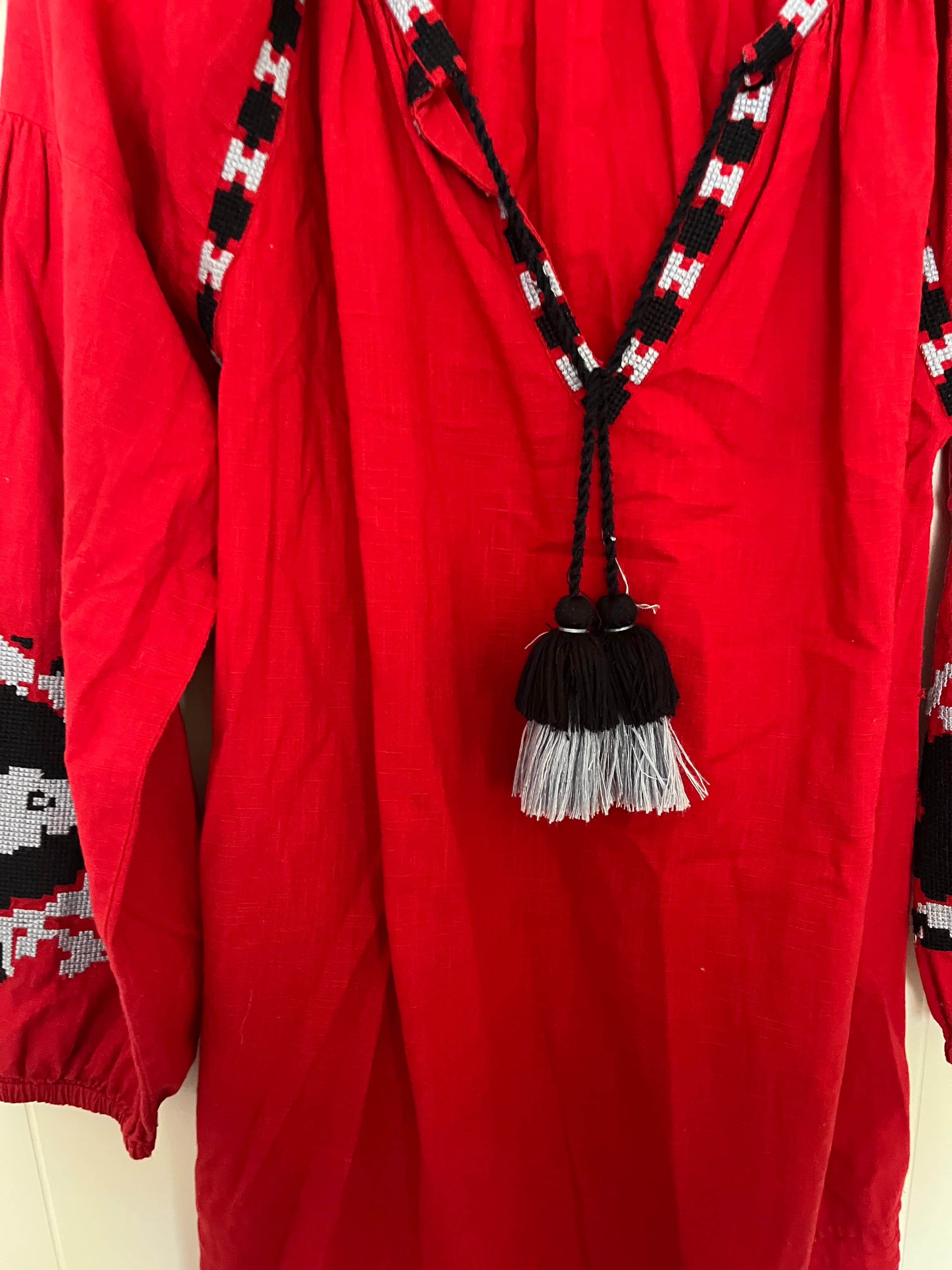 Seed Heritage Red Embroidered Tunic Dress — photo 2 of 4