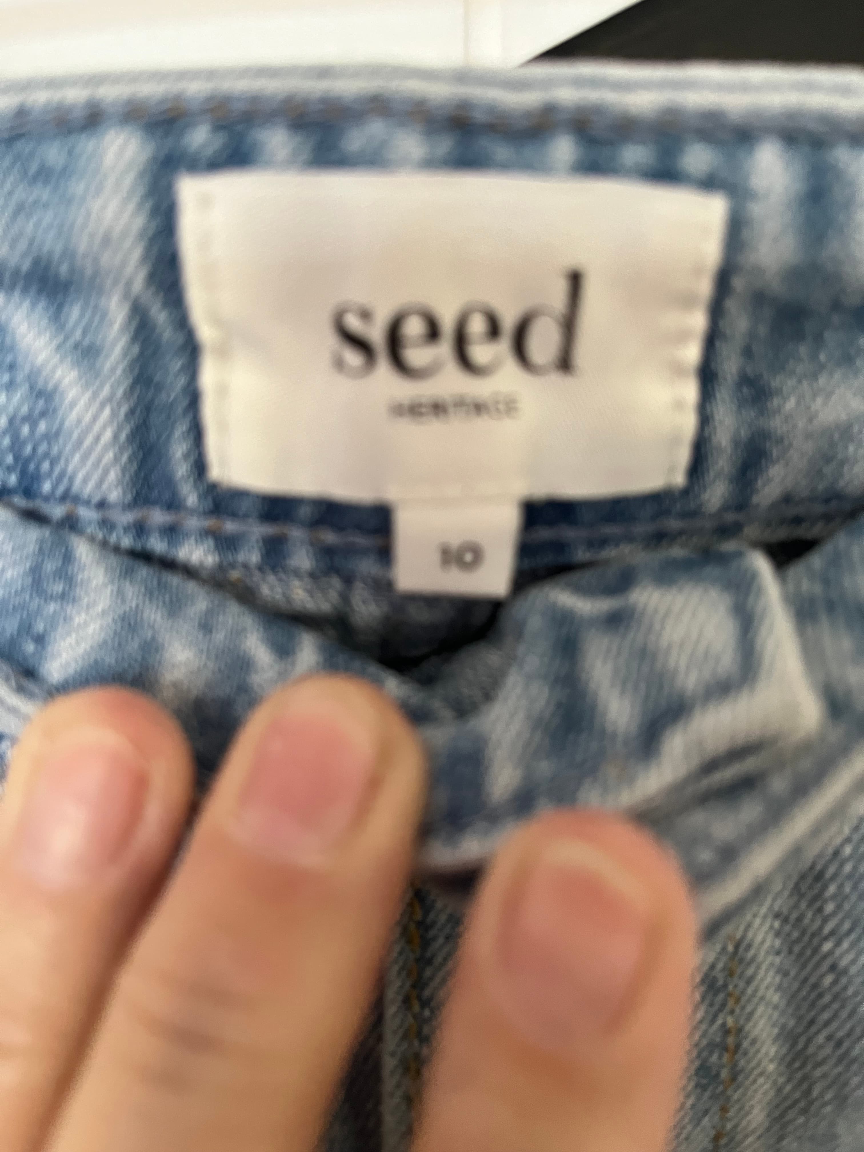 seed Light Wash Denim Button-Front Utility Skirt Size 10 — photo 3 of 3