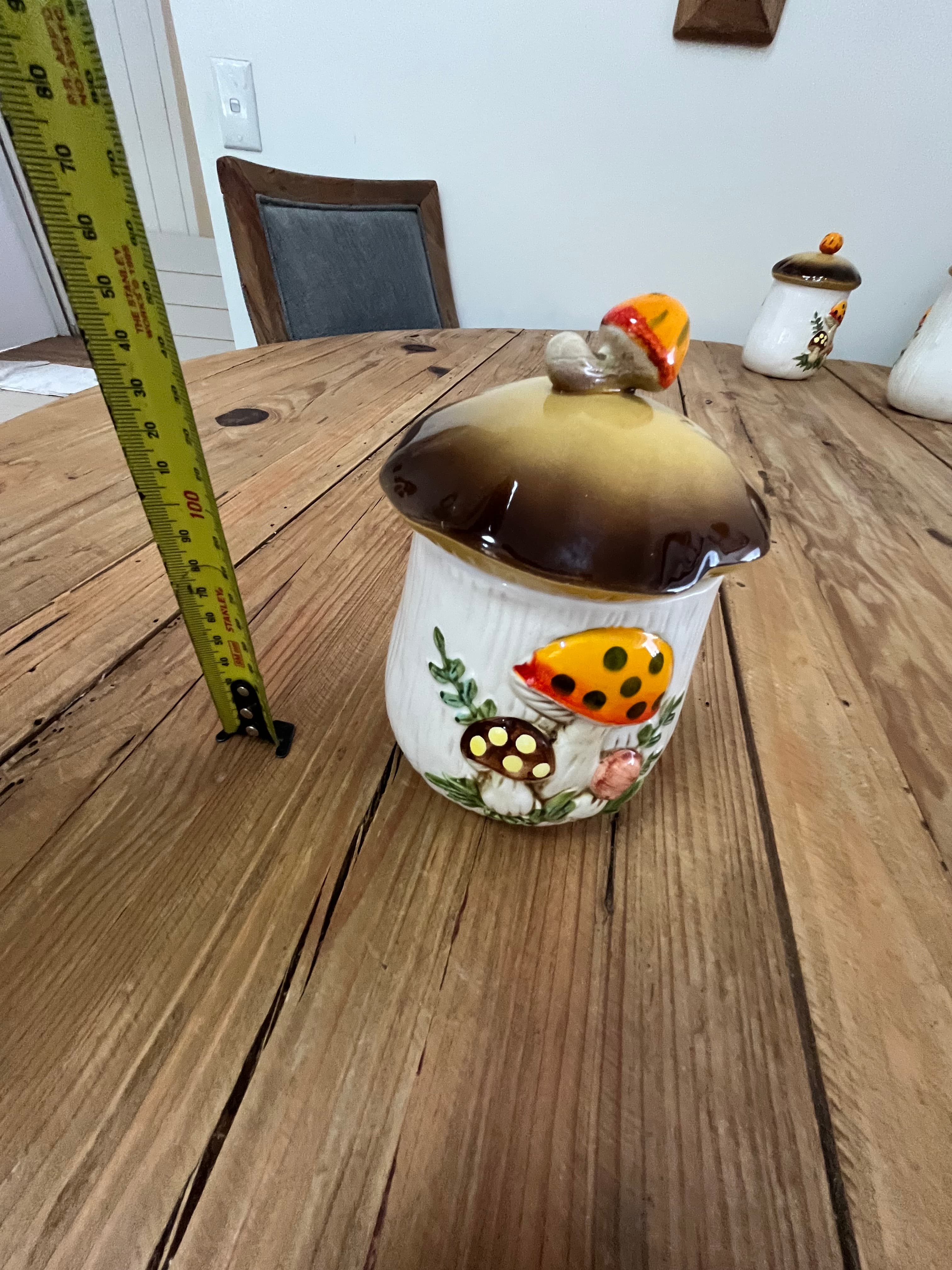 Vintage 1970s Sears Merry Mushroom Ceramic Canister Set of 4 Japan Collectibles — photo 5 of 12