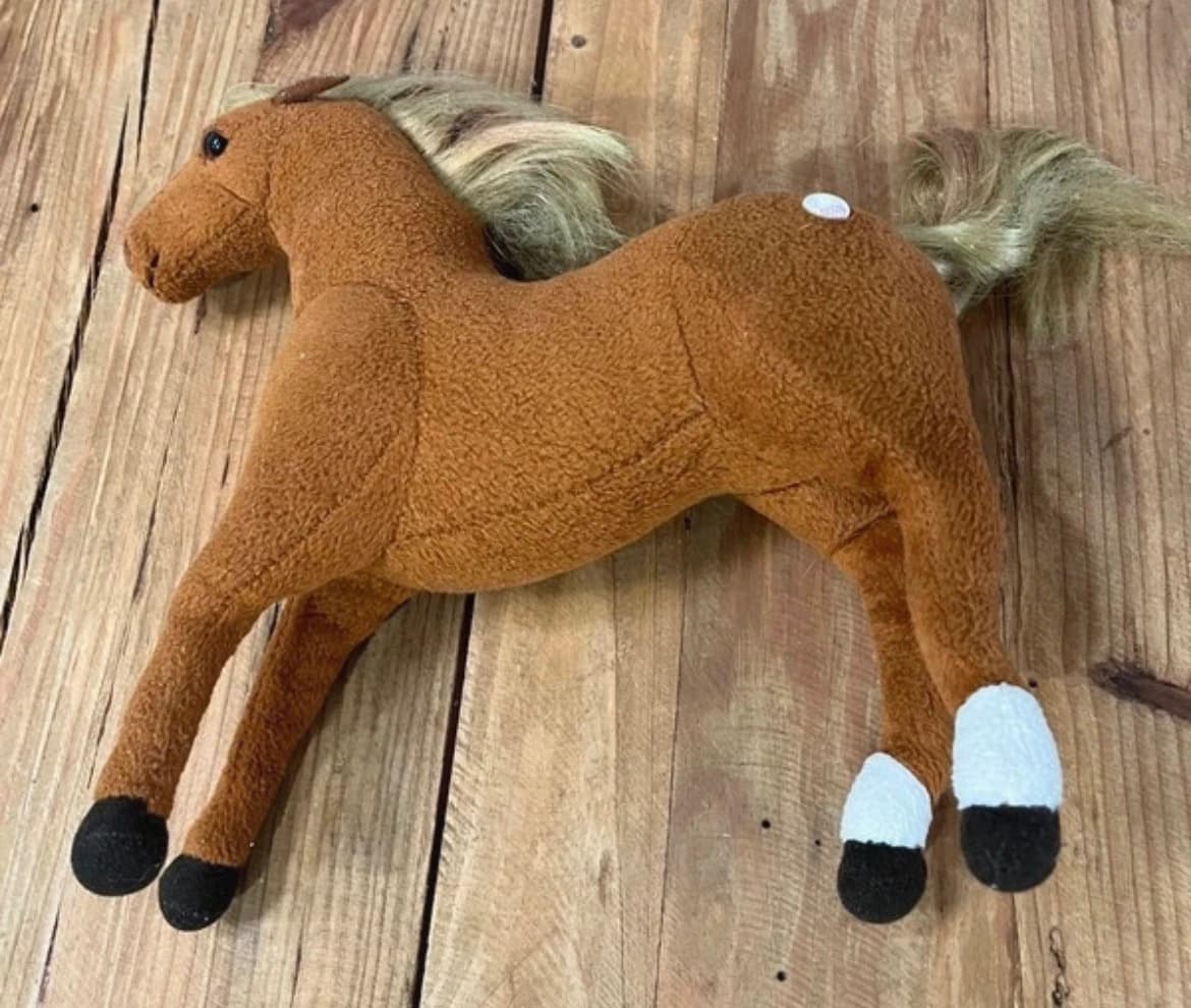 Vintage 2002 The Saddle Club Brown Horse Plush Toy With White Socks and poseable legs — photo 3 of 9