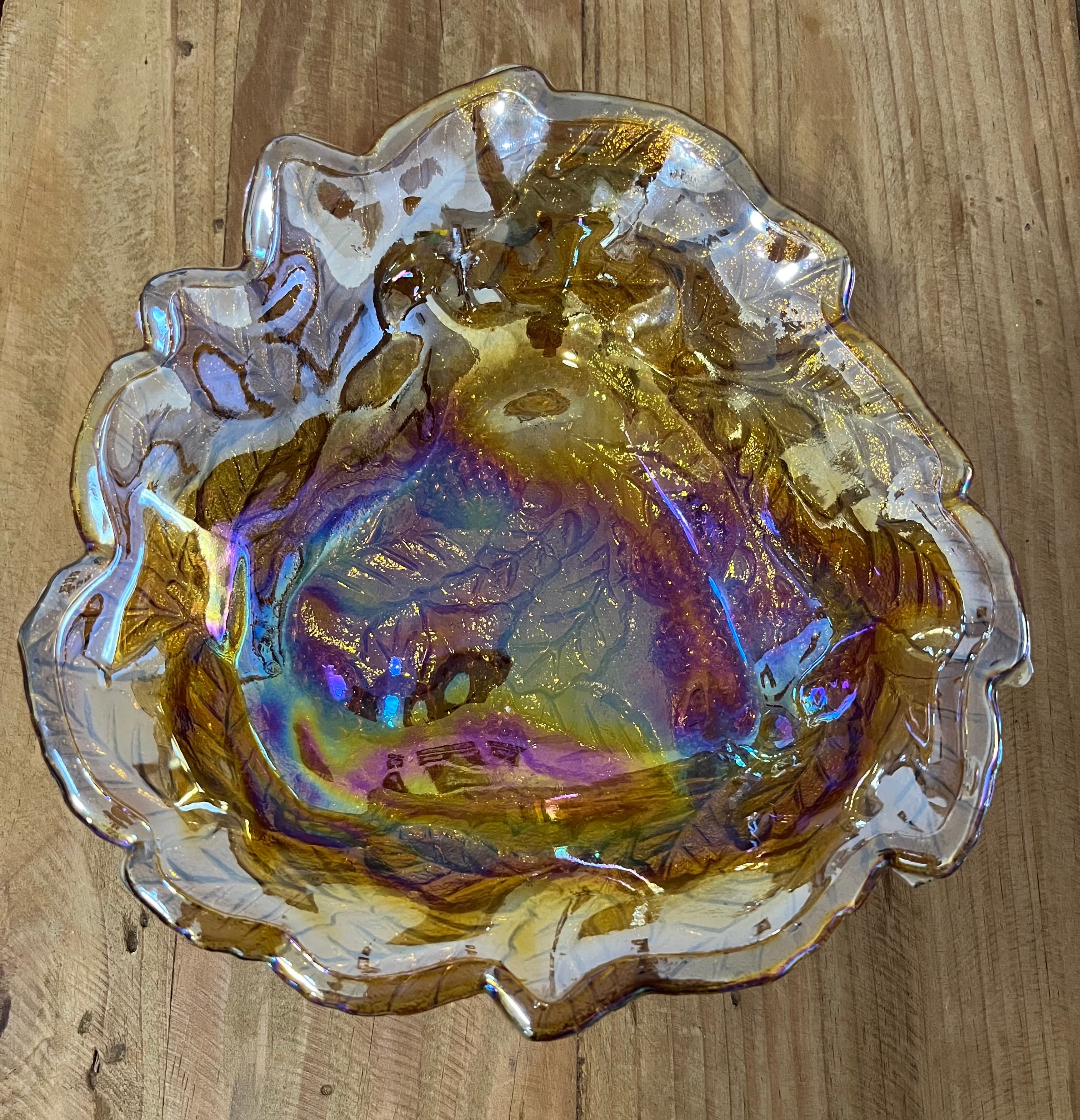 Vintage Amber Carnival Glass Blackberry Bowl Dish 18.5cm — photo 1 of 8