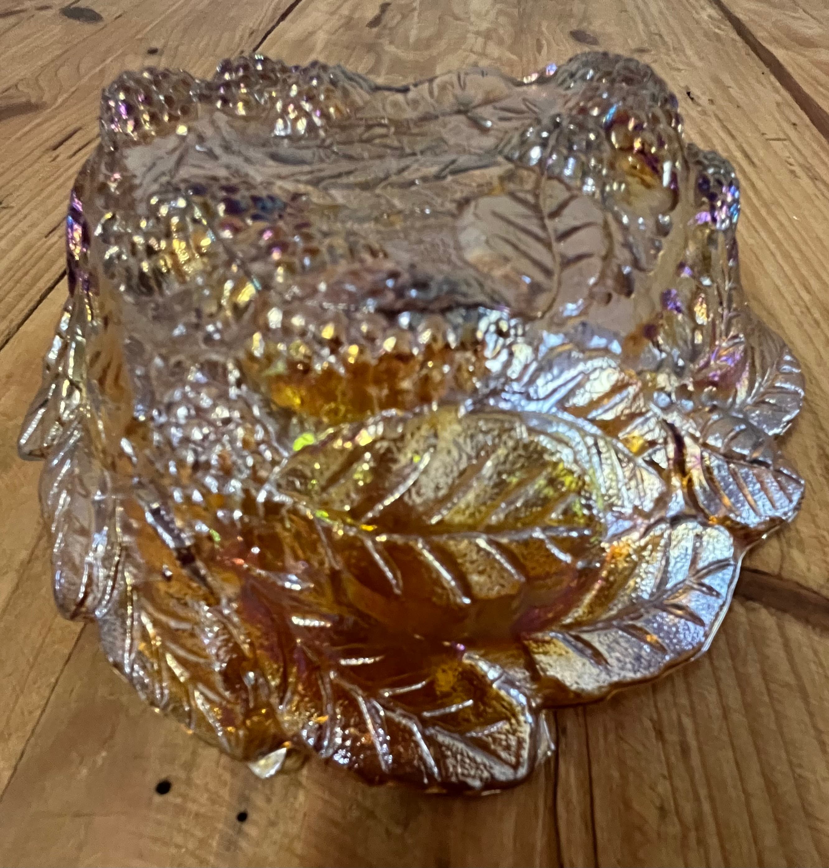 Vintage Amber Carnival Glass Blackberry Bowl Dish 18.5cm — photo 4 of 8