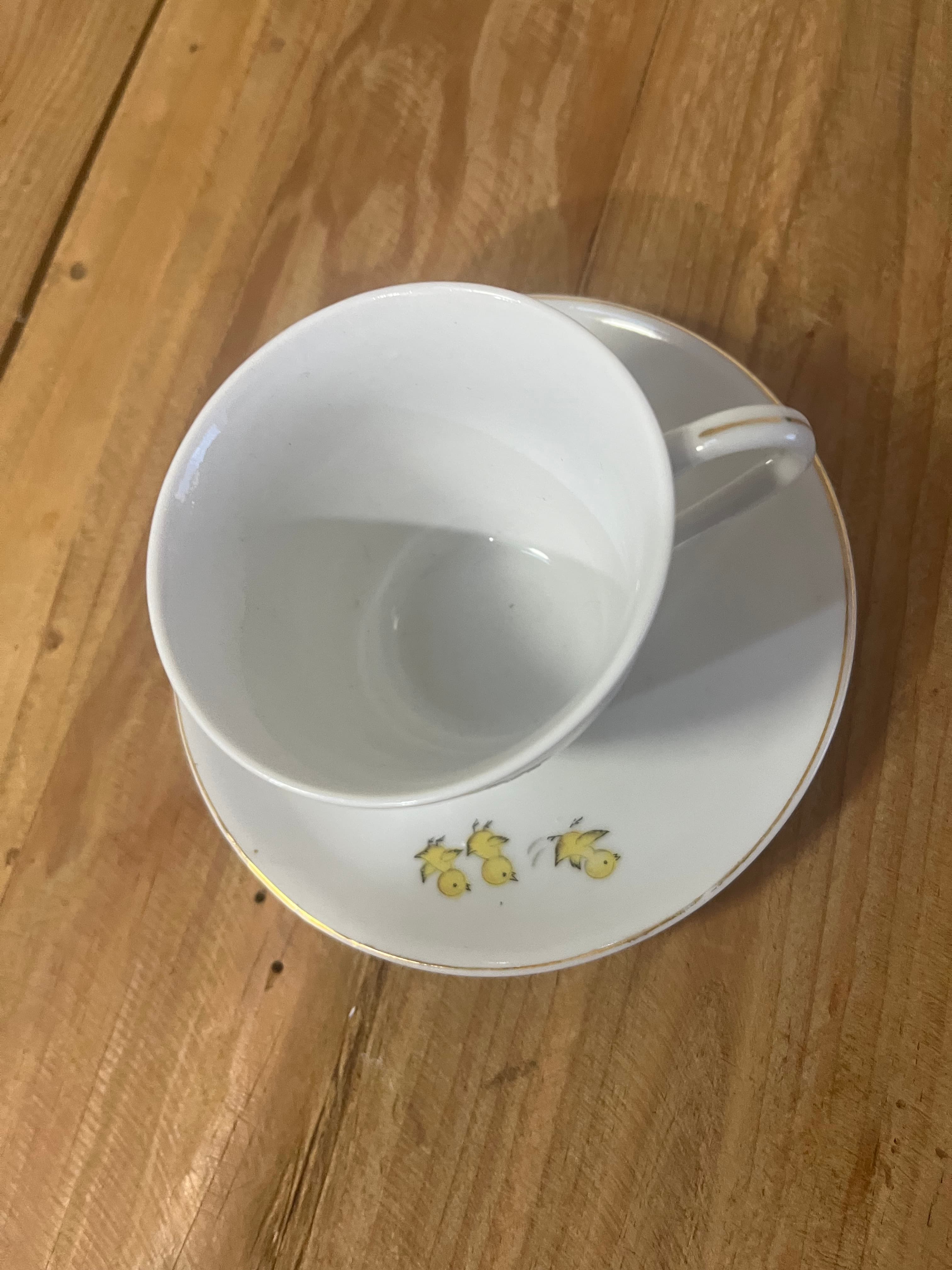 Vintage Childs Teacup And Saucer Rooster Driving Car Motif - 1960's Japan — photo 4 of 10
