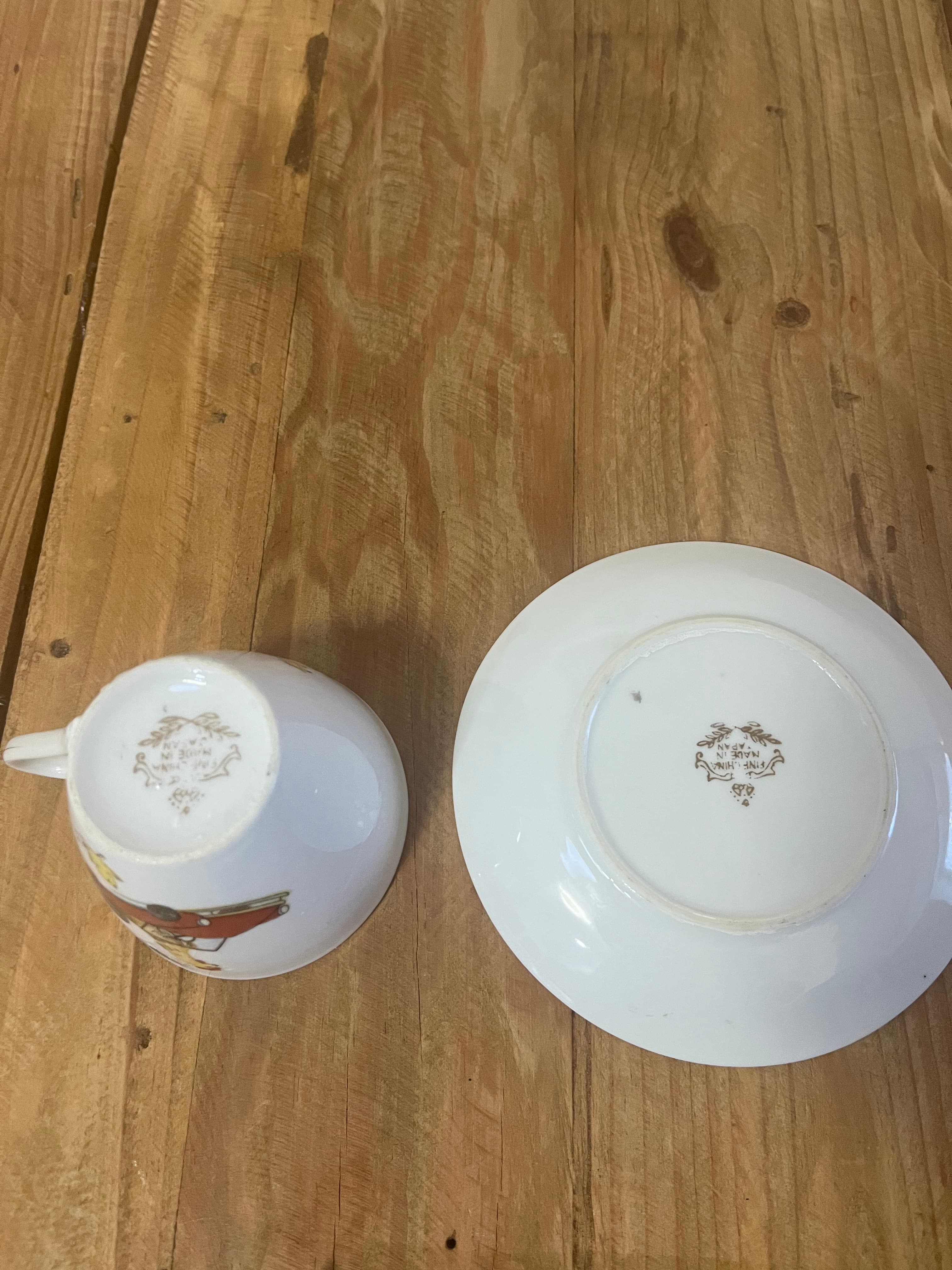 Vintage Childs Teacup And Saucer Rooster Driving Car Motif - 1960's Japan — photo 8 of 10