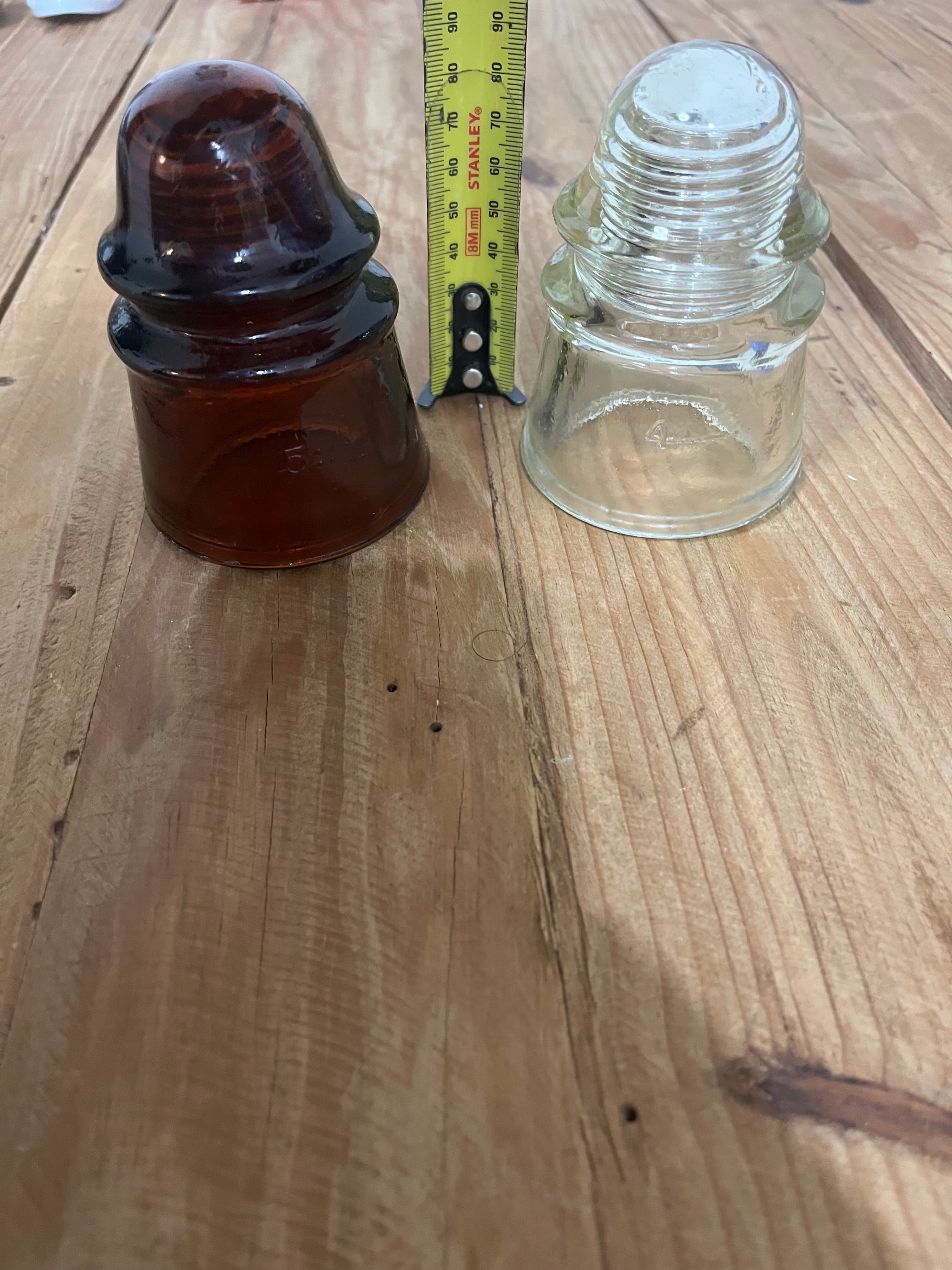 Vintage Glass Telegraph Insulators - AGM Brown & CCG Clear Pair — photo 4 of 10