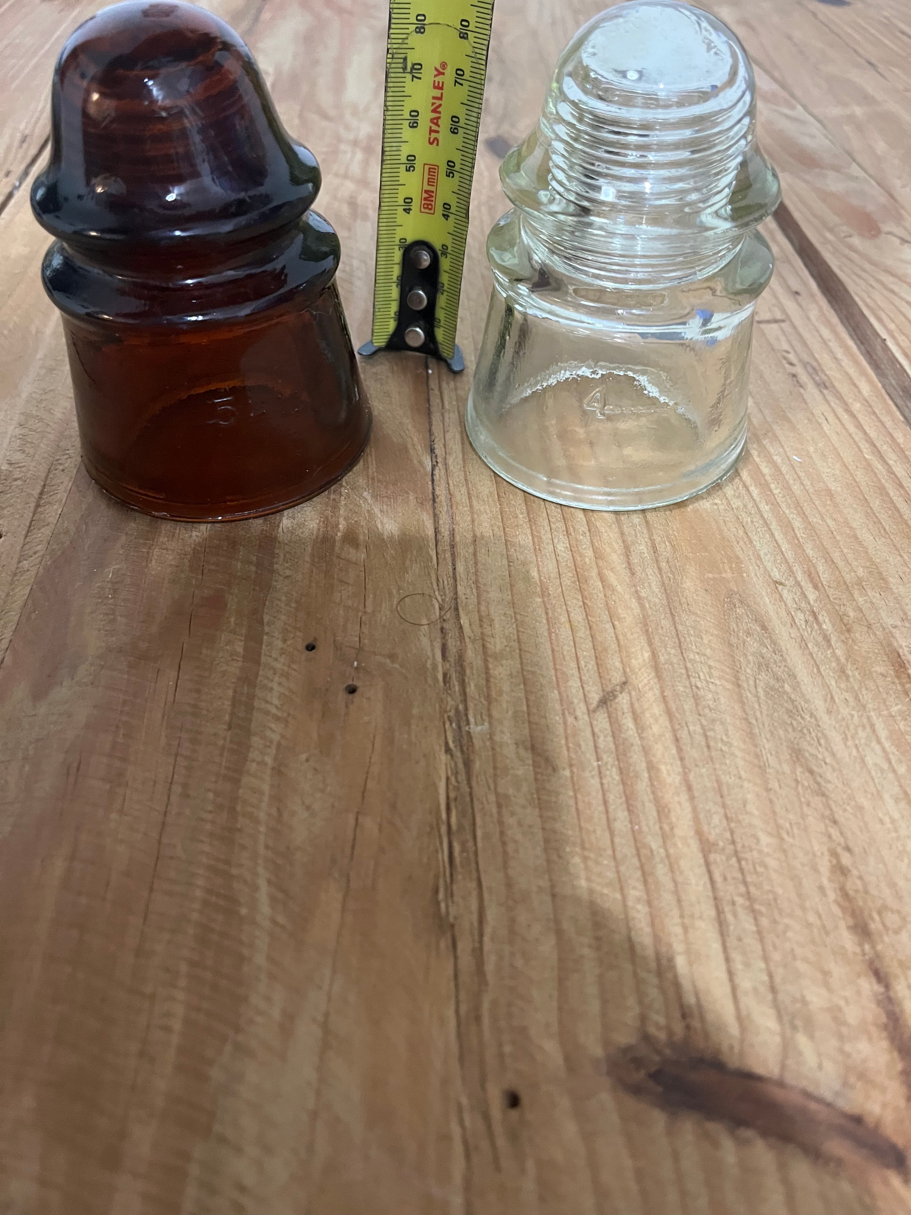 Vintage Glass Telegraph Insulators - AGM Brown & CCG Clear Pair — photo 5 of 10