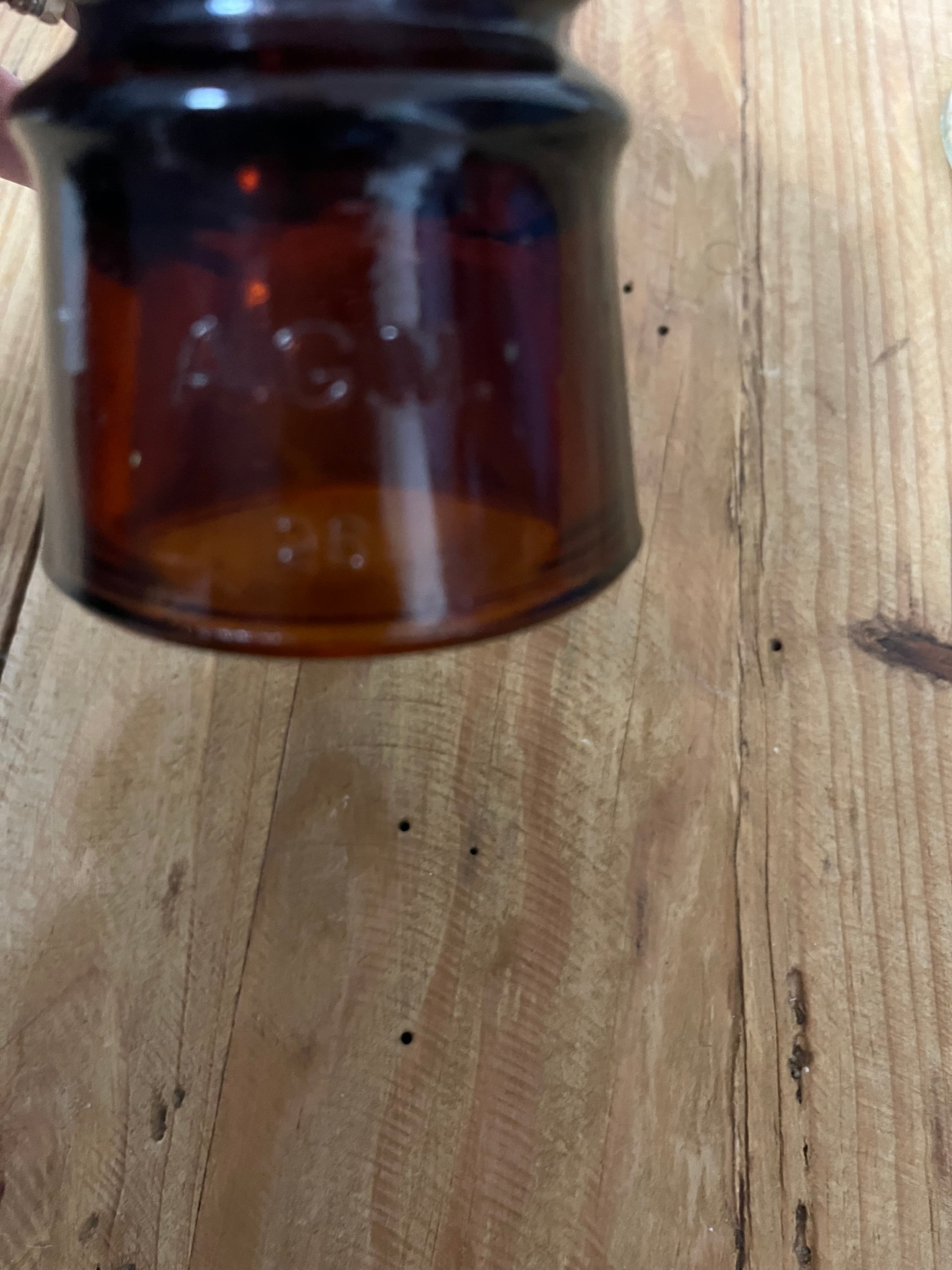 Vintage Glass Telegraph Insulators - AGM Brown & CCG Clear Pair — photo 7 of 10