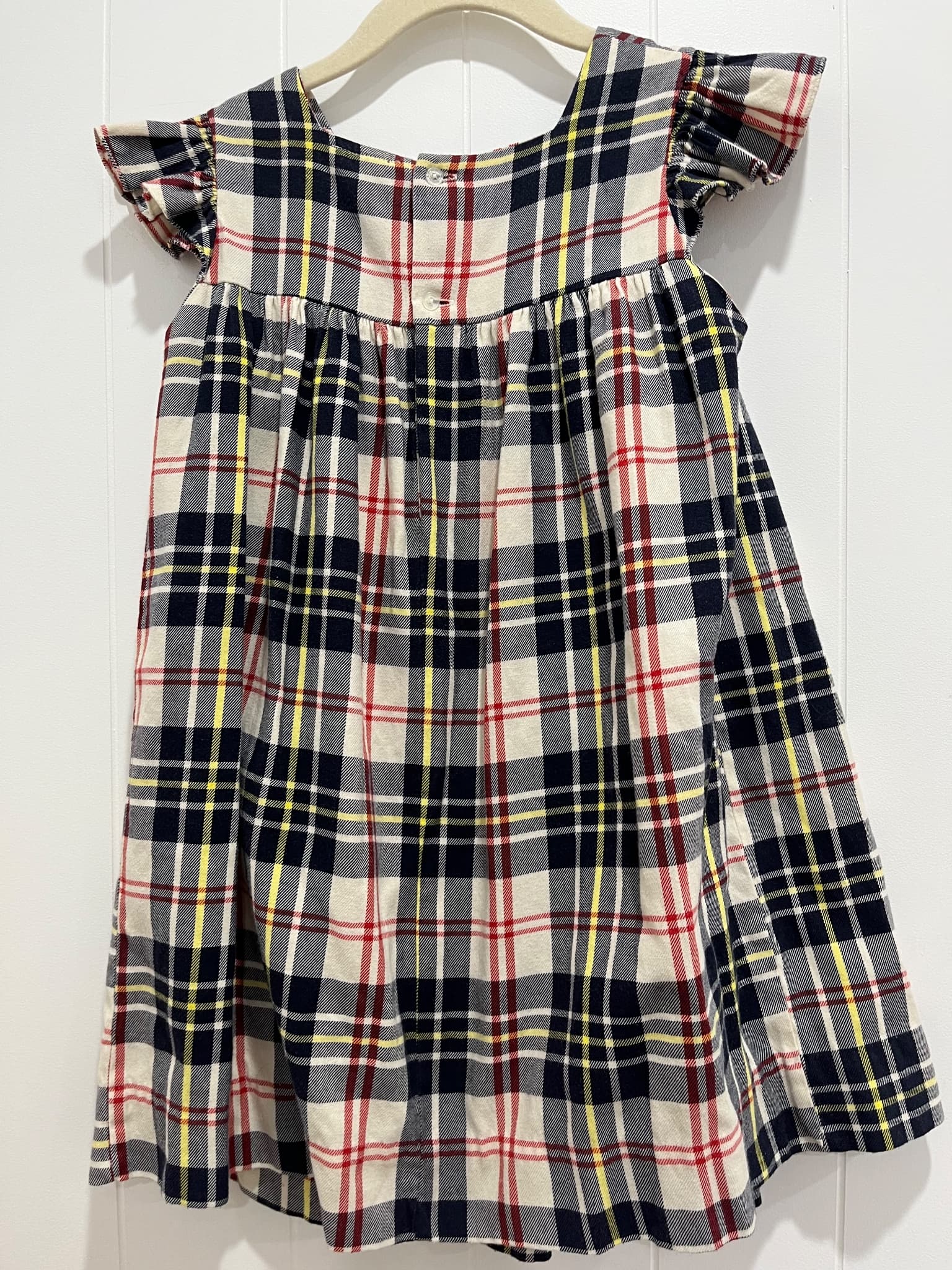 Vintage Heather Brown Girls Plaid Hand Smocked Flutter Sleeve Dress Size 3Y — photo 4 of 7