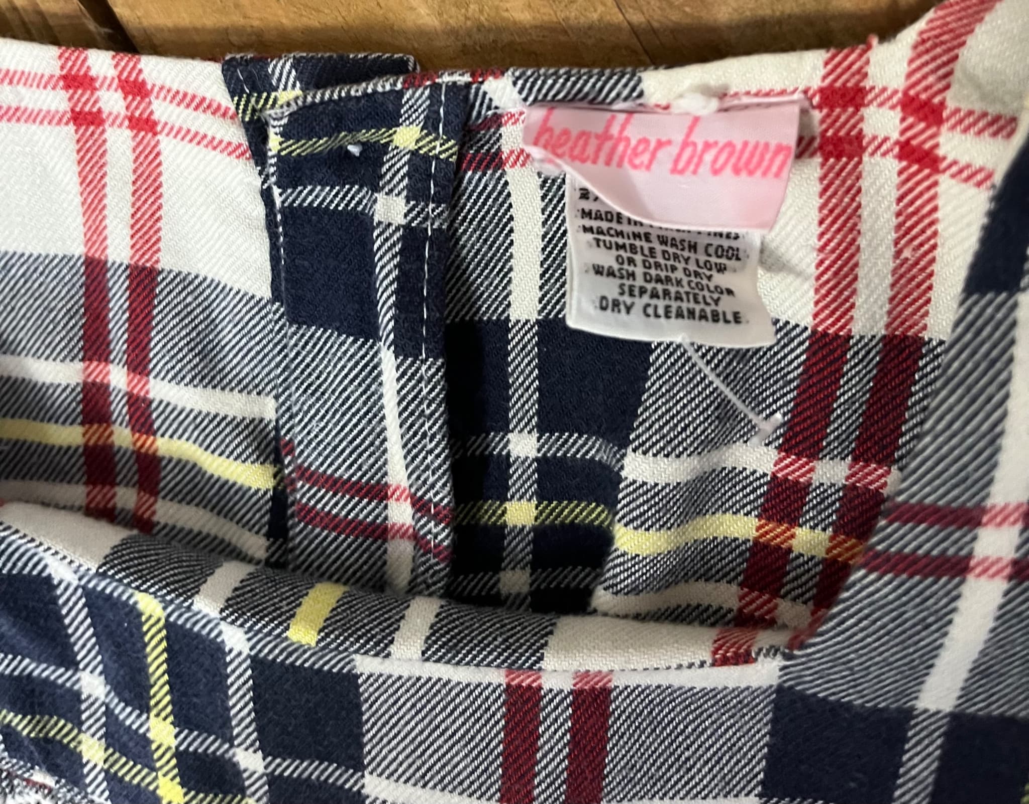 Vintage Heather Brown Girls Plaid Hand Smocked Flutter Sleeve Dress Size 3Y — photo 5 of 7