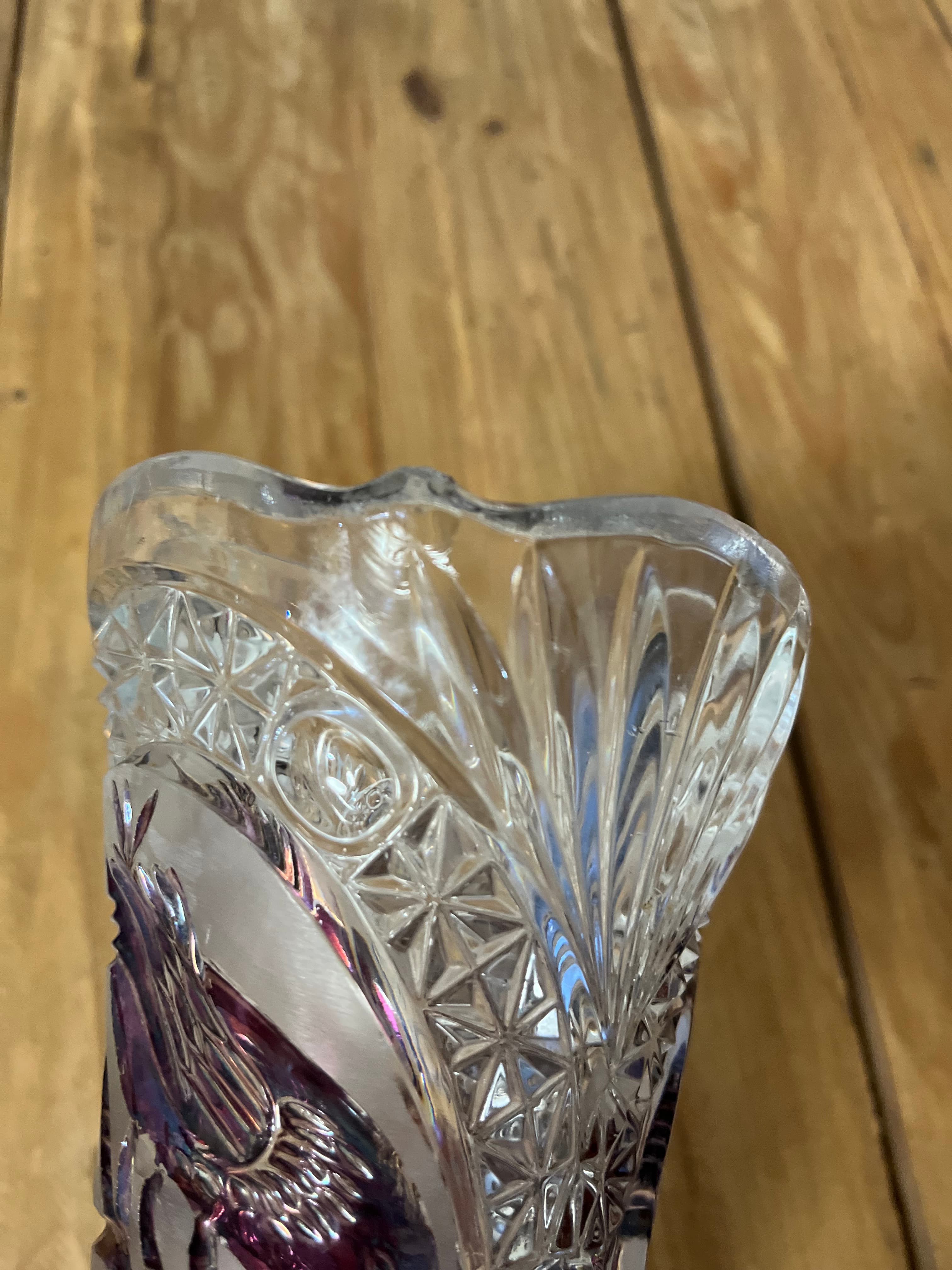 Vintage Hofbauer Byrdes Crystal Vase With Frosted Bird Motif — photo 6 of 6