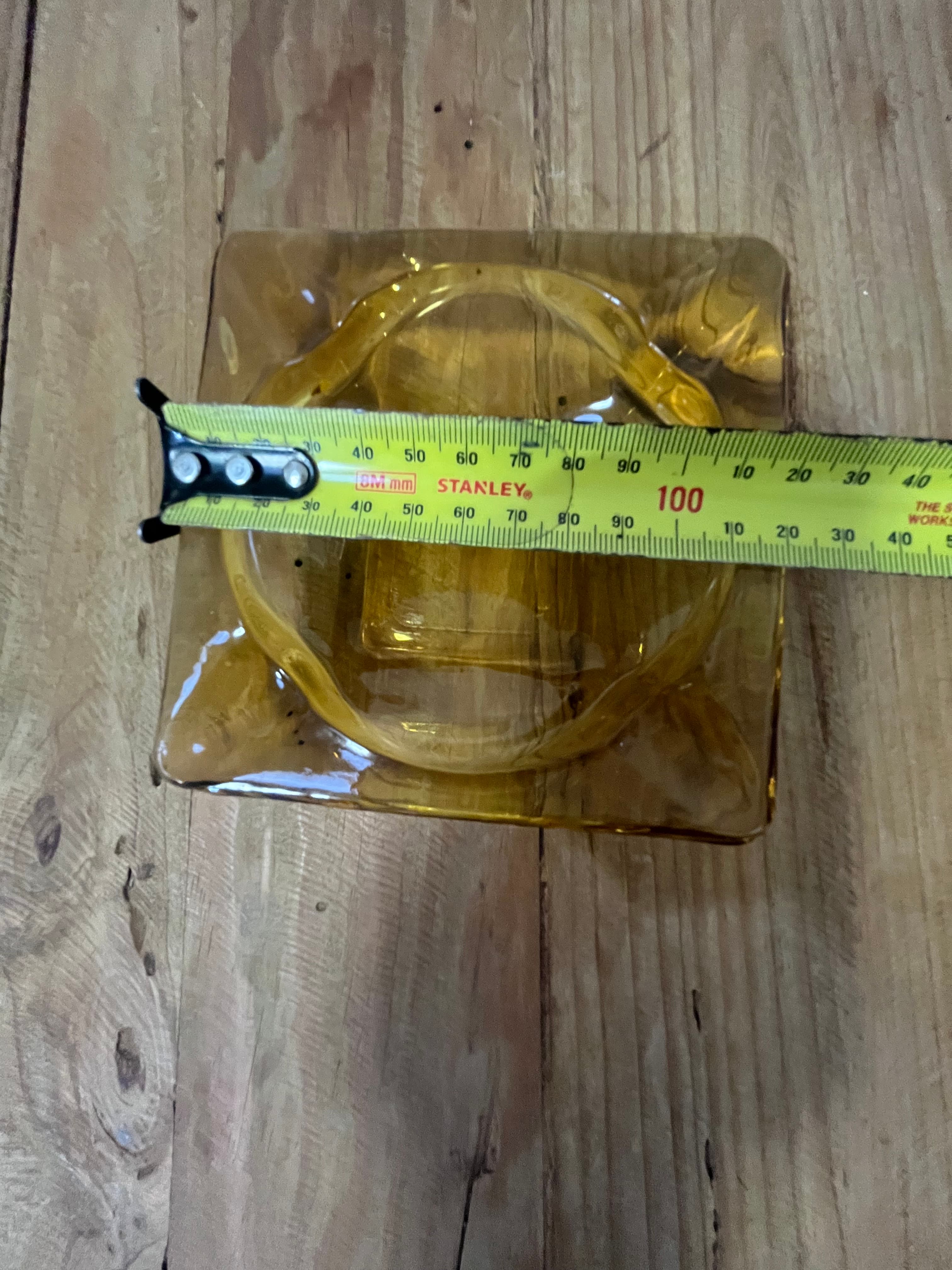 Vintage MCM Square Glass Ashtrays - Green & Amber Set — photo 5 of 10