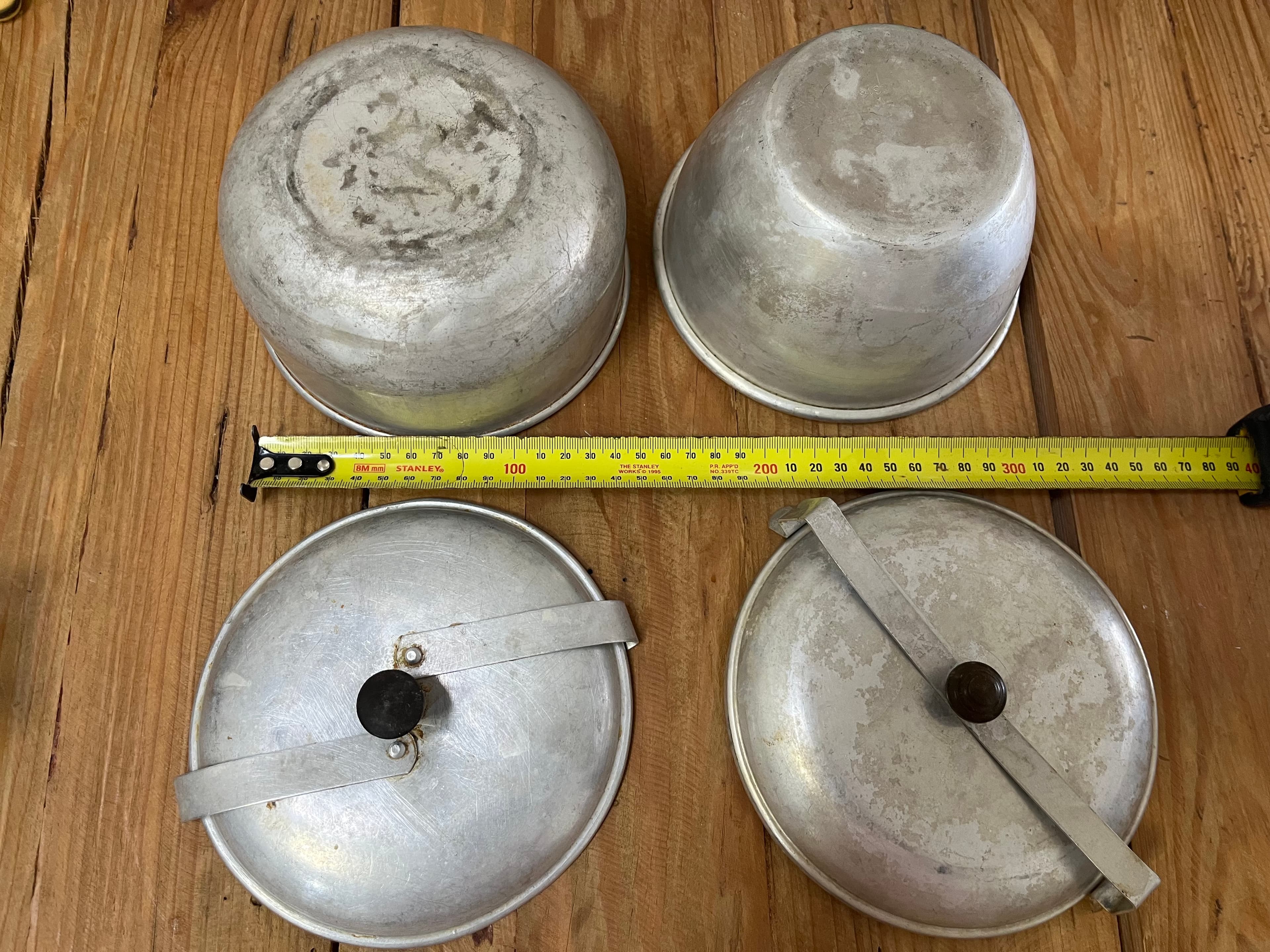 Vintage Mid Century Aluminum Pudding Pots/Steamers Pots With Locking Lids Patent 154855 — photo 3 of 5