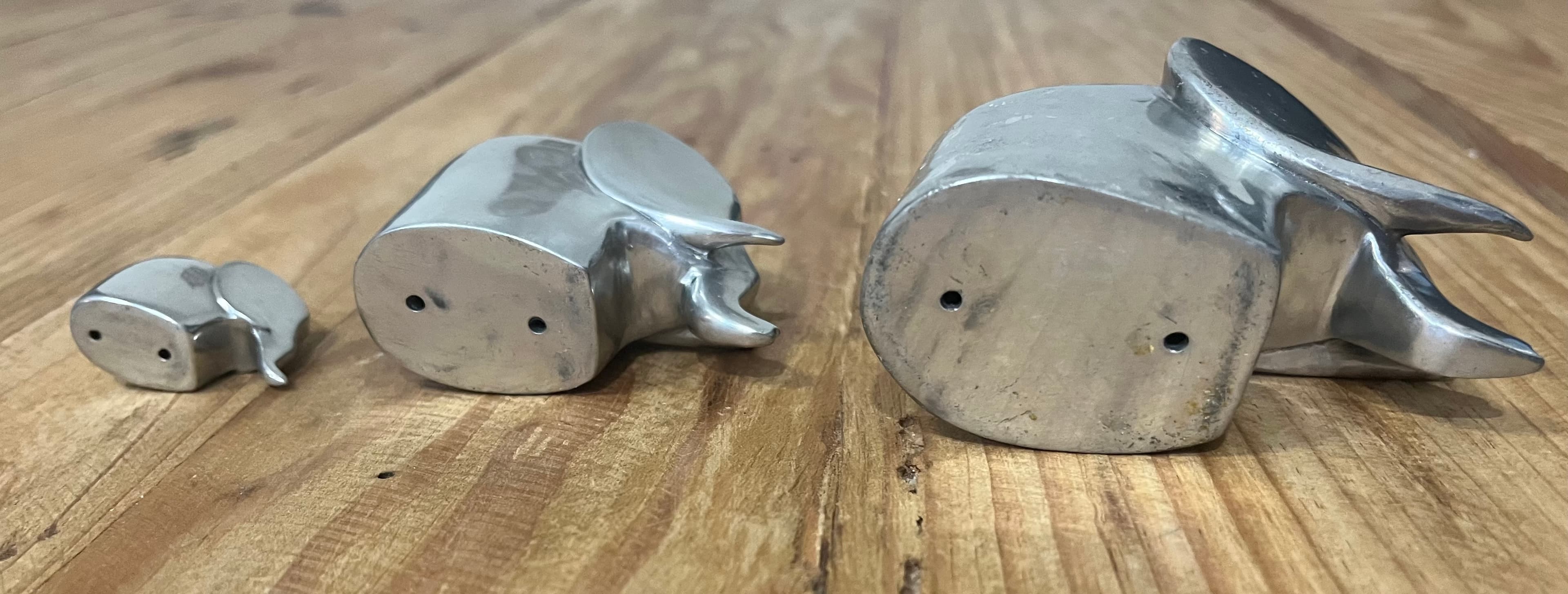 Vintage Mid-Century Modern Aluminum Elephant Figurines Set Of 3 — photo 8 of 8