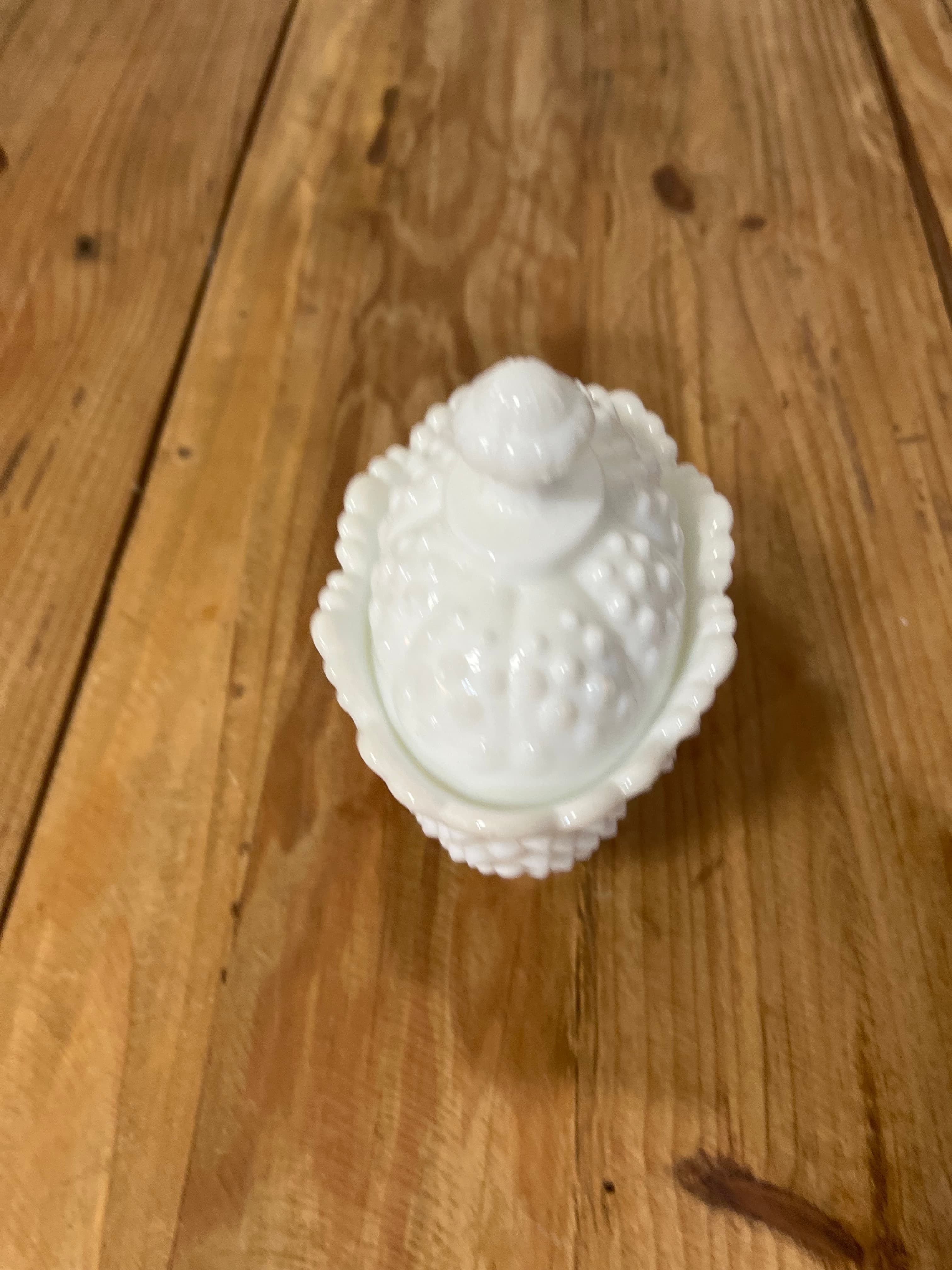 Vintage Fenton Milk Glass Hobnail Shoe Slipper Trinket Dish With Lid — photo 5 of 10