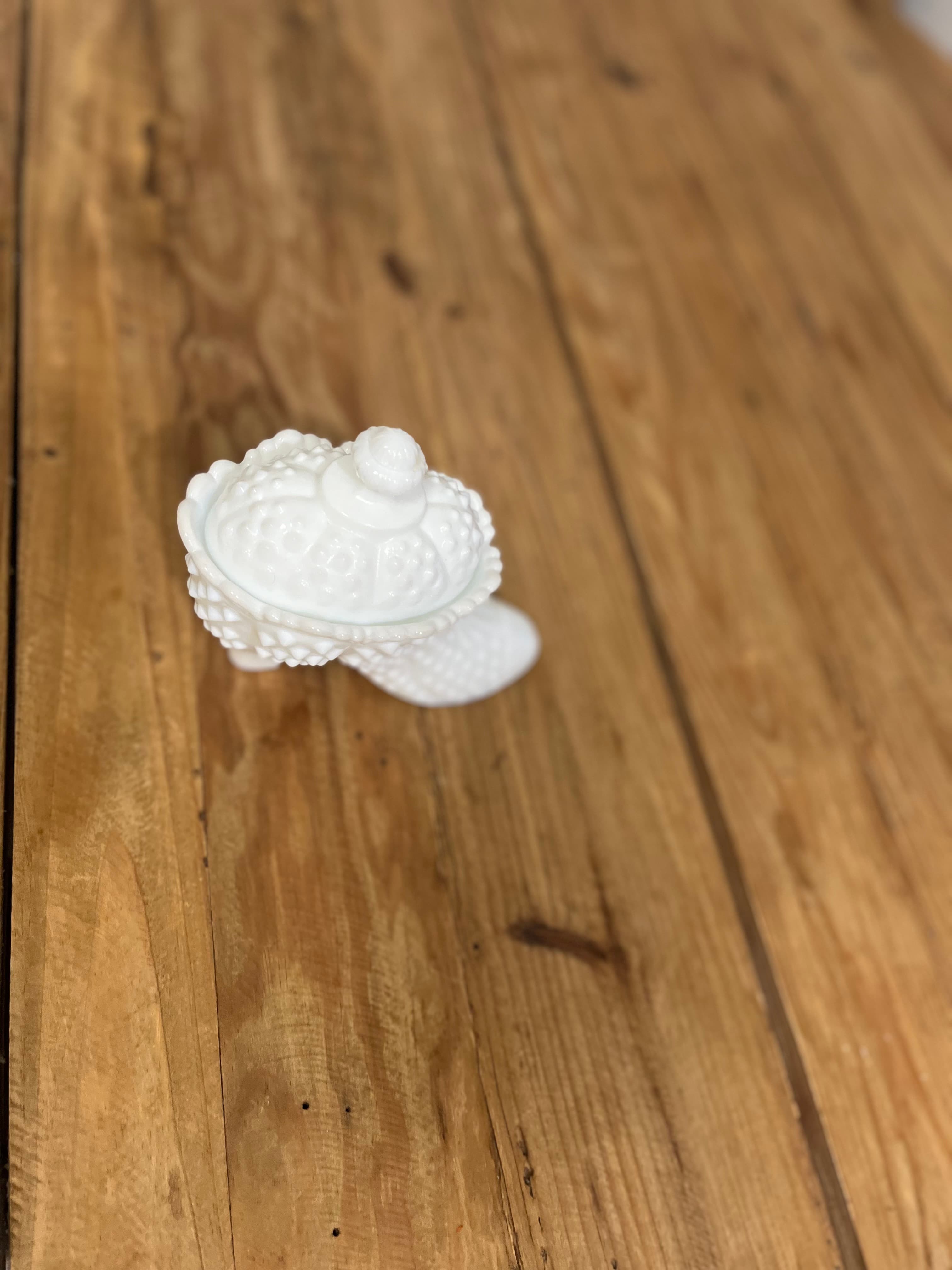 Vintage Fenton Milk Glass Hobnail Shoe Slipper Trinket Dish With Lid — photo 6 of 10