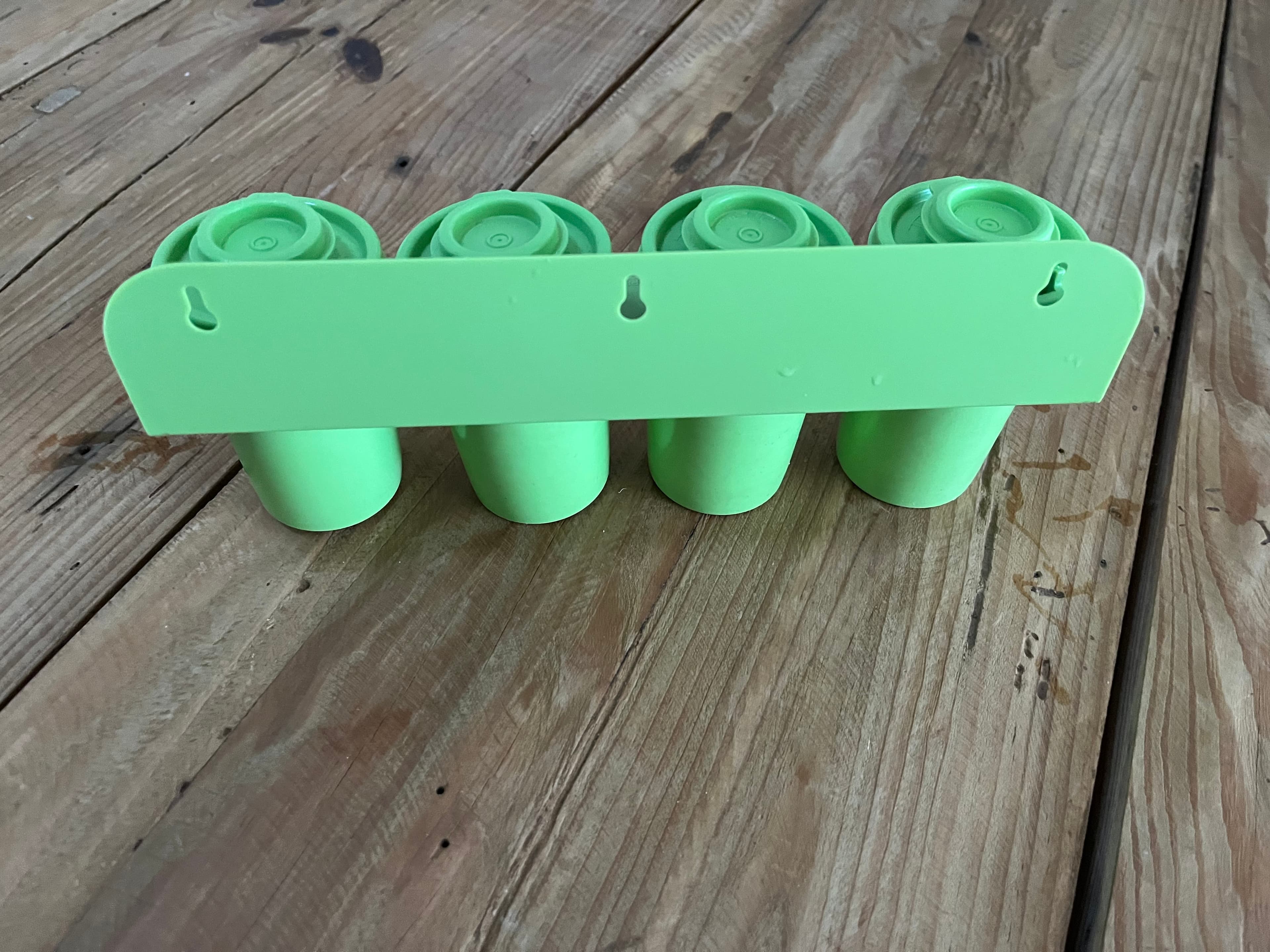 Vintage Tupperware Wall-Mount Spice Rack With 4 Mini Canisters Green — photo 3 of 5