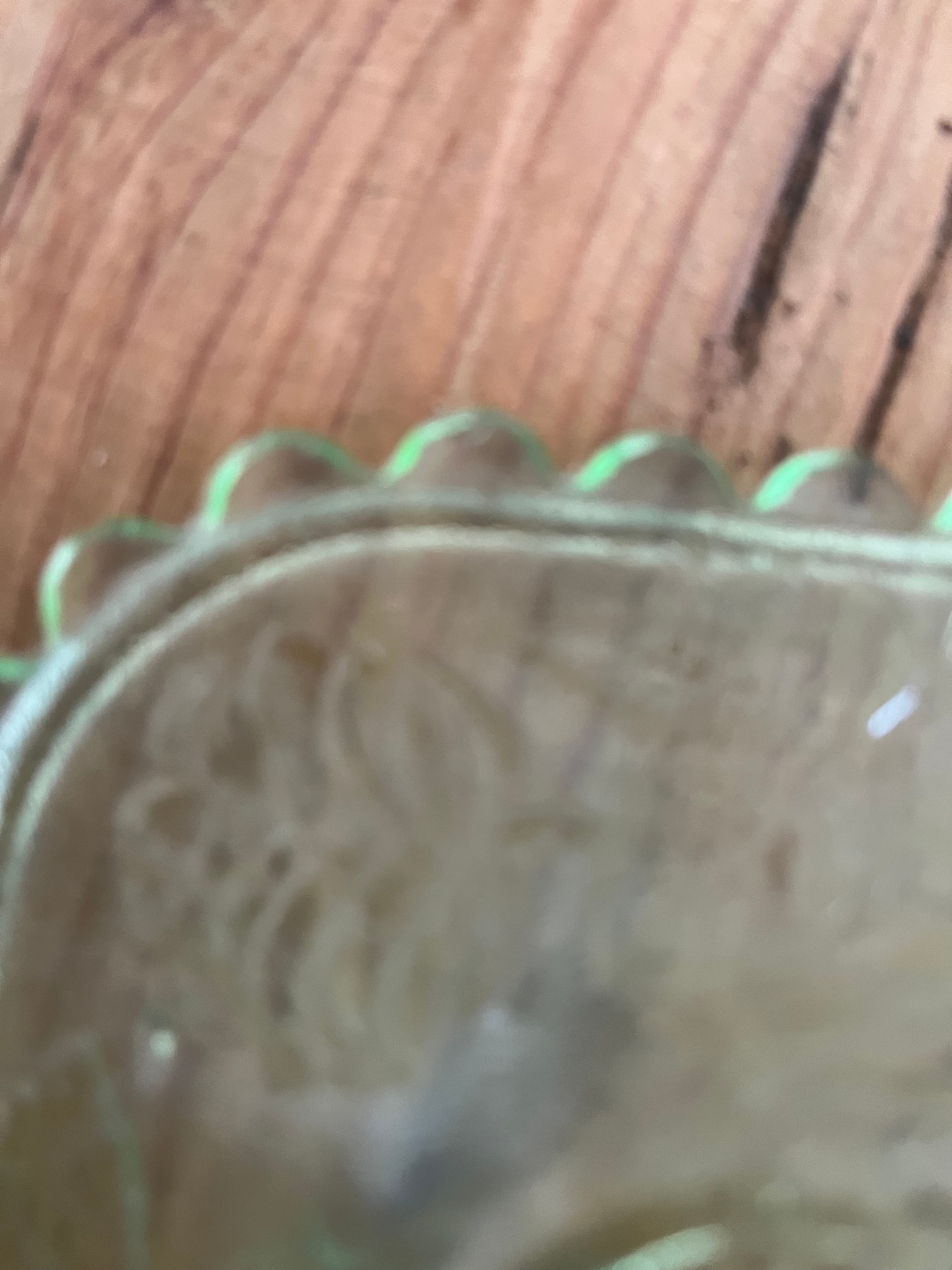Vintage Uranium Glass Square Plate with Floral Pattern — photo 5 of 6