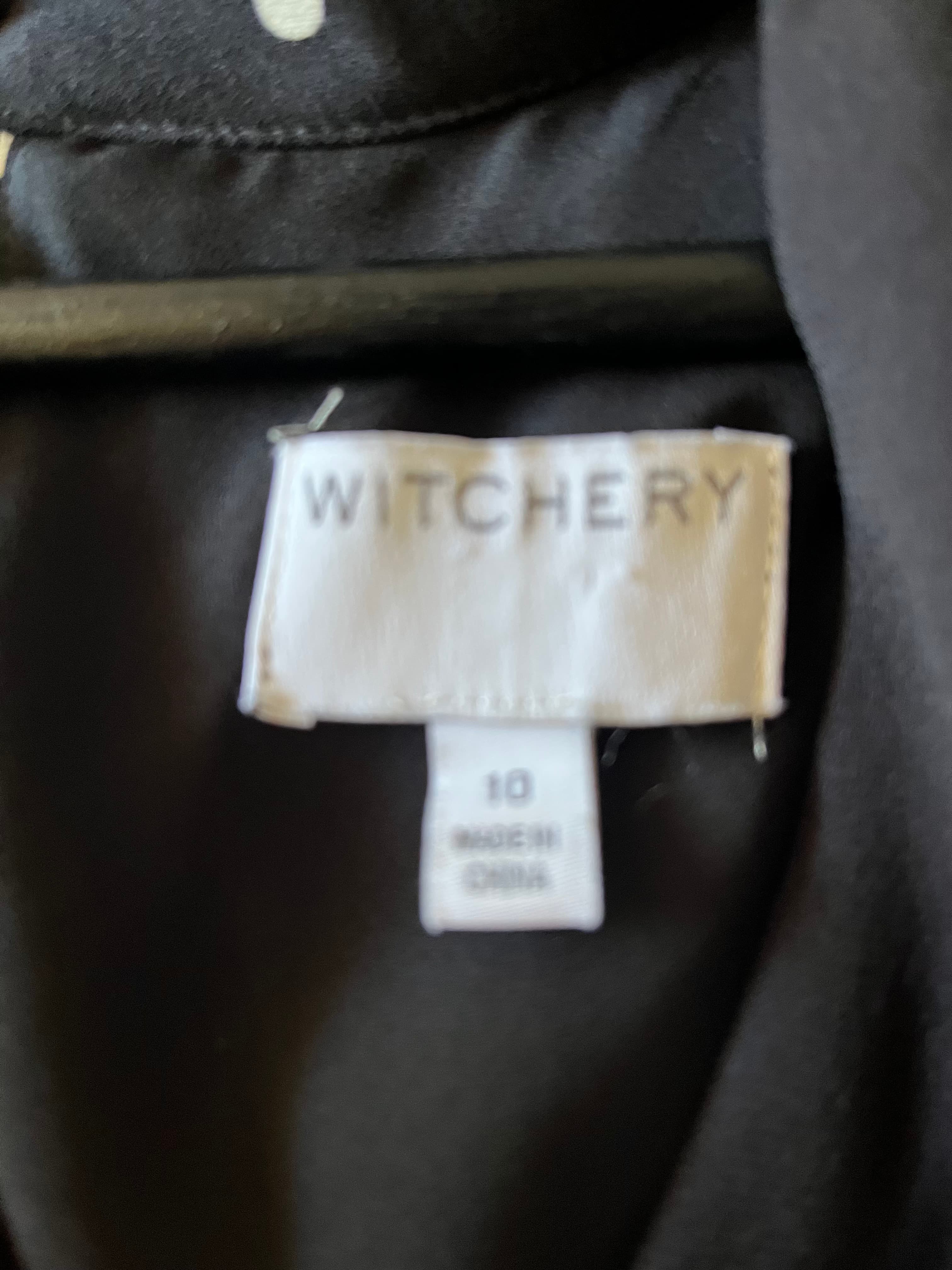 Witchery Black And White Polka Dot Mock Neck Keyhole Long Sleeve Dress Size 10 — photo 5 of 5