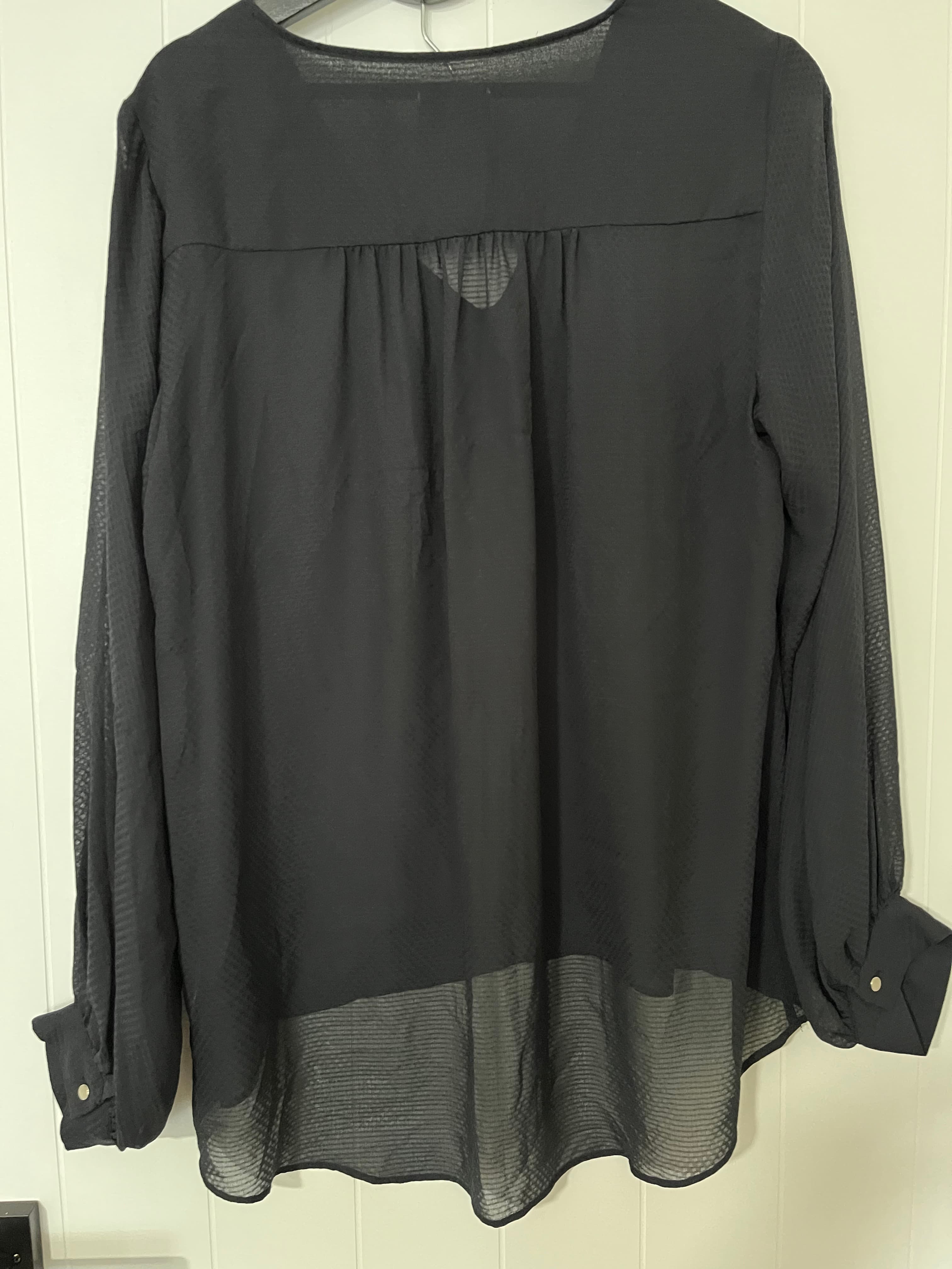 Witchery Navy Blue V-Neck Long Sleeve Blouse Size 12 — photo 3 of 6