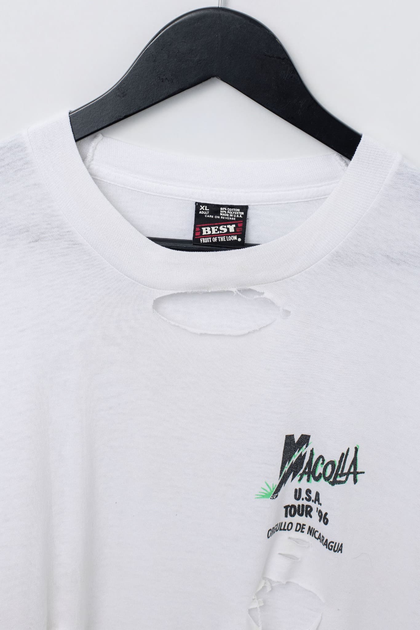 Vintage 1996 Macolla U.S.A. Tour T-Shirt White Distressed Graphic Tee XL — photo 3 of 3