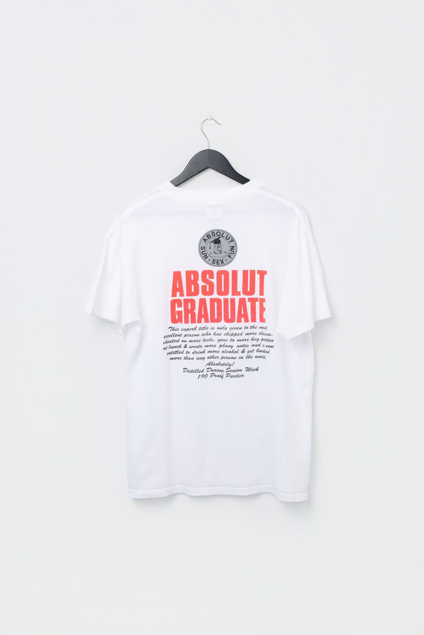 Vintage 90s Absolut Vodka 190 Proof Partier Graduate T-Shirt — photo 2 of 3