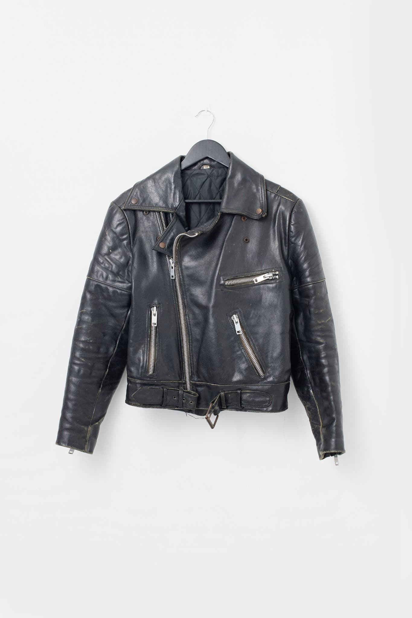 Vintage Distressed Black Leather Biker Jacket — photo 1 of 3