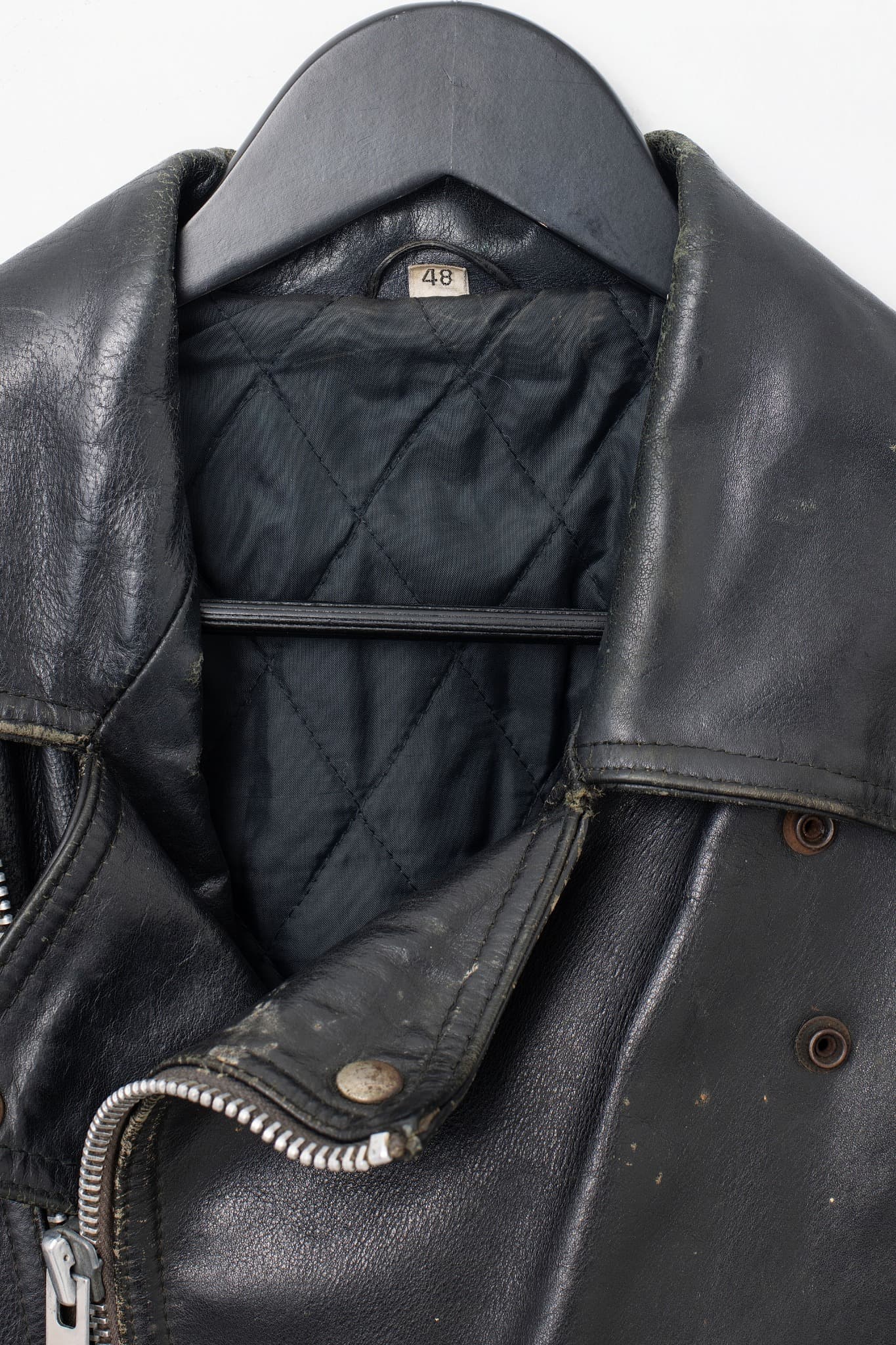Vintage Distressed Black Leather Biker Jacket — photo 2 of 3