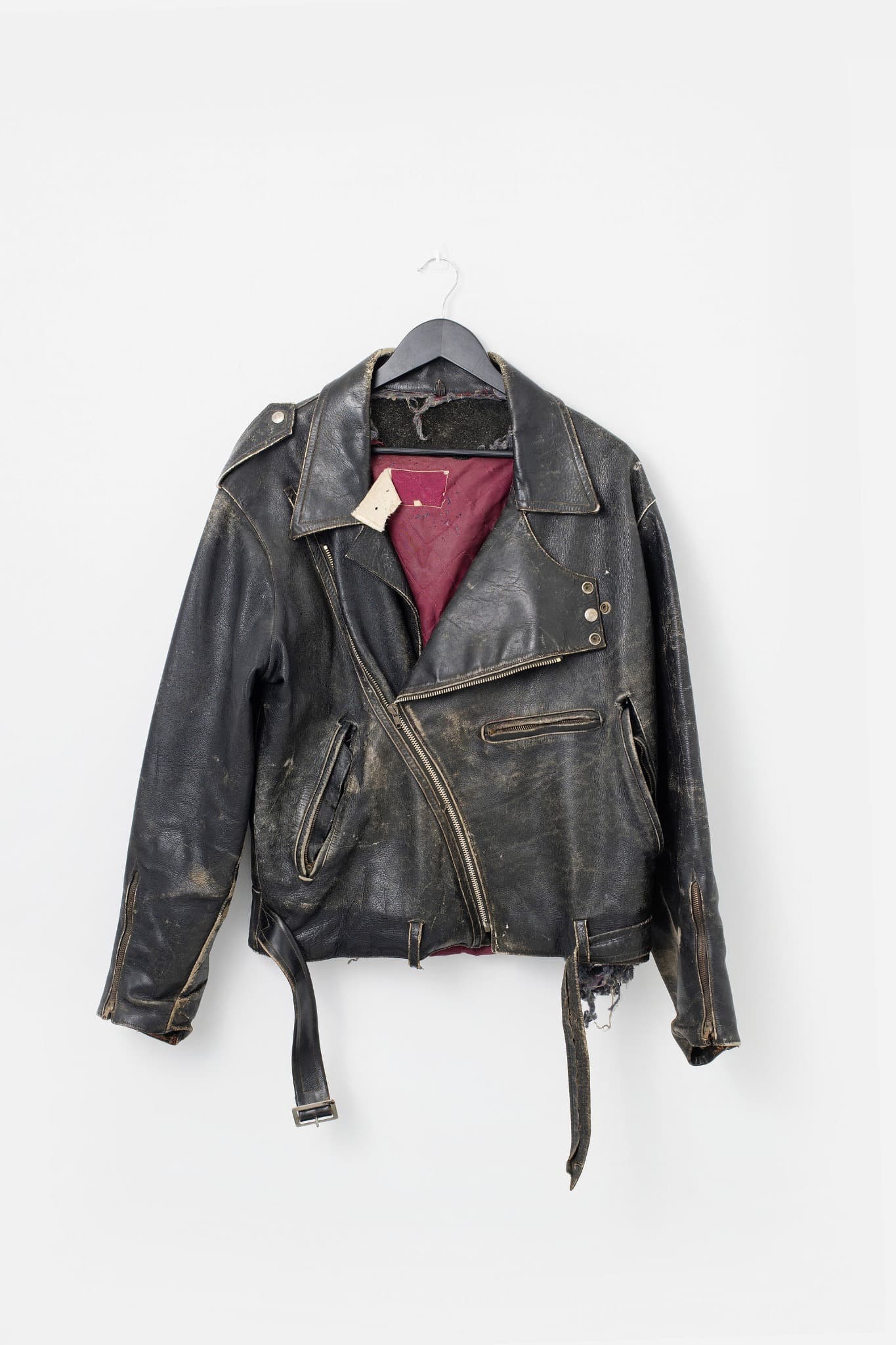 Vintage Distressed Black Leather Motorcycle Biker Jacket — photo 1 of 3