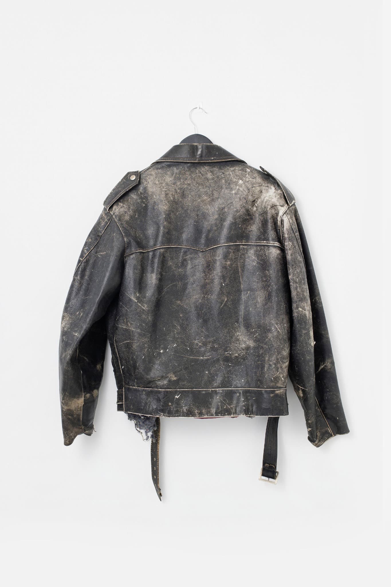 Vintage Distressed Black Leather Motorcycle Biker Jacket — photo 2 of 3