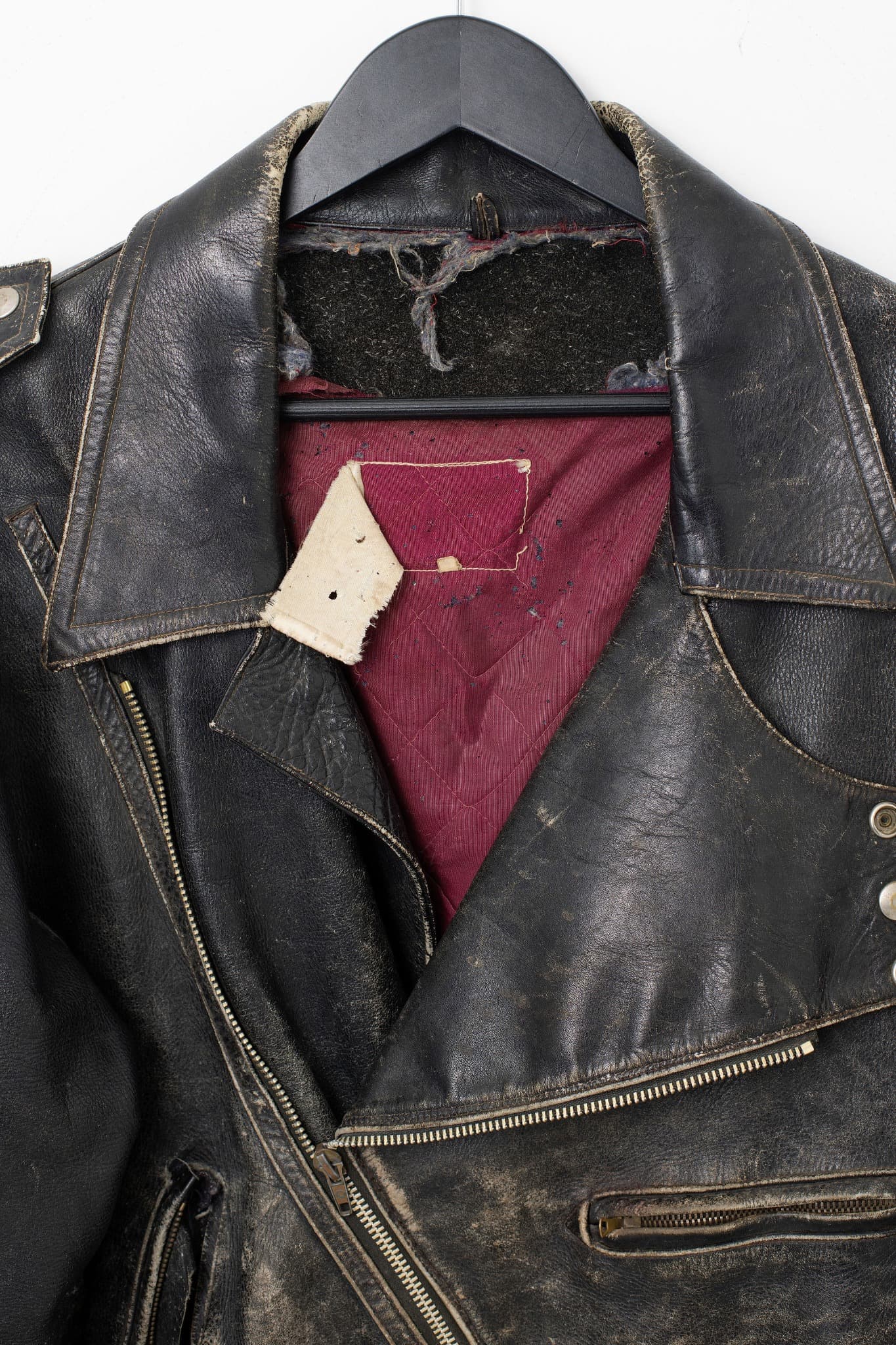 Vintage Distressed Black Leather Motorcycle Biker Jacket — photo 3 of 3
