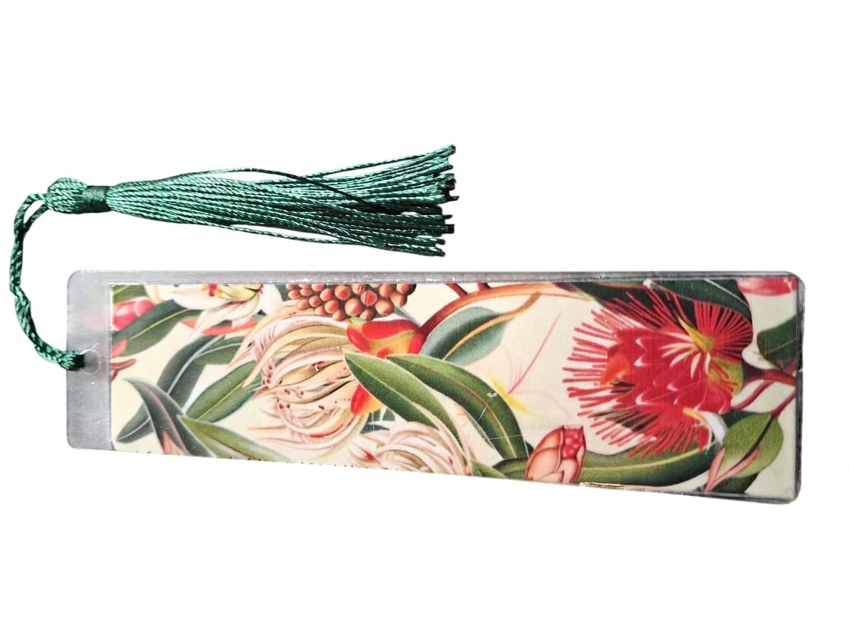 Australian Native Floral Bookmark With Green Tassel