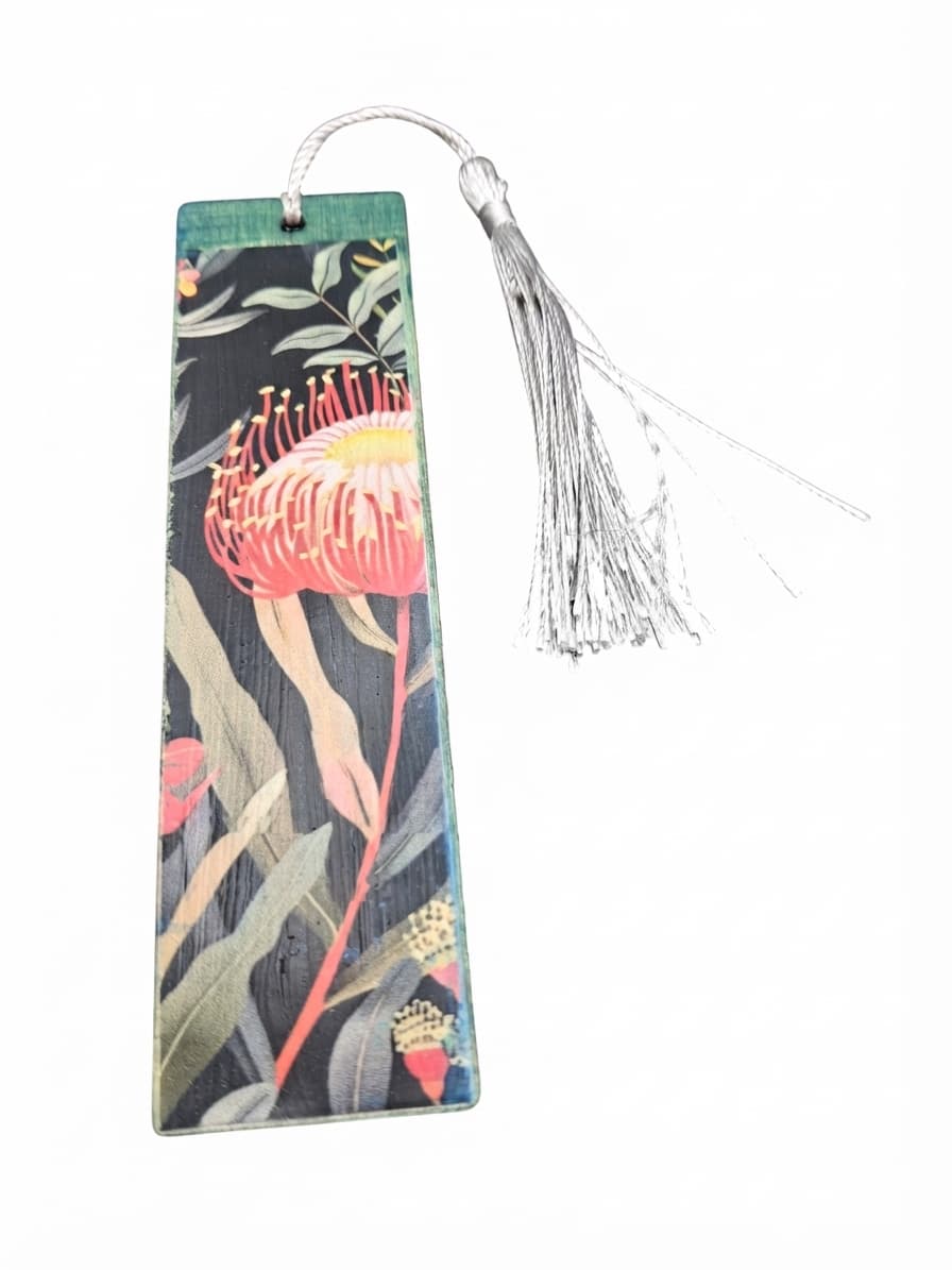 Australian Native Floral Wooden Bookmark With Tassel