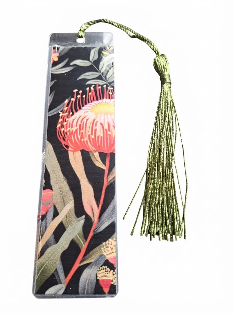 Australian Native Flower Bookmark With Green Tassel