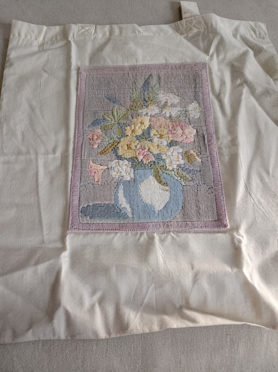 Embroidered Floral Vase Canvas Tote Bag — photo 1 of 3