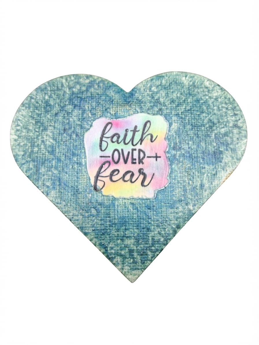 Faith Over Fear Heart Shaped Decorative Plaque