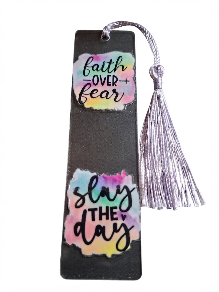Faith Over Fear & Slay The Day Acrylic Bookmark With Tassel