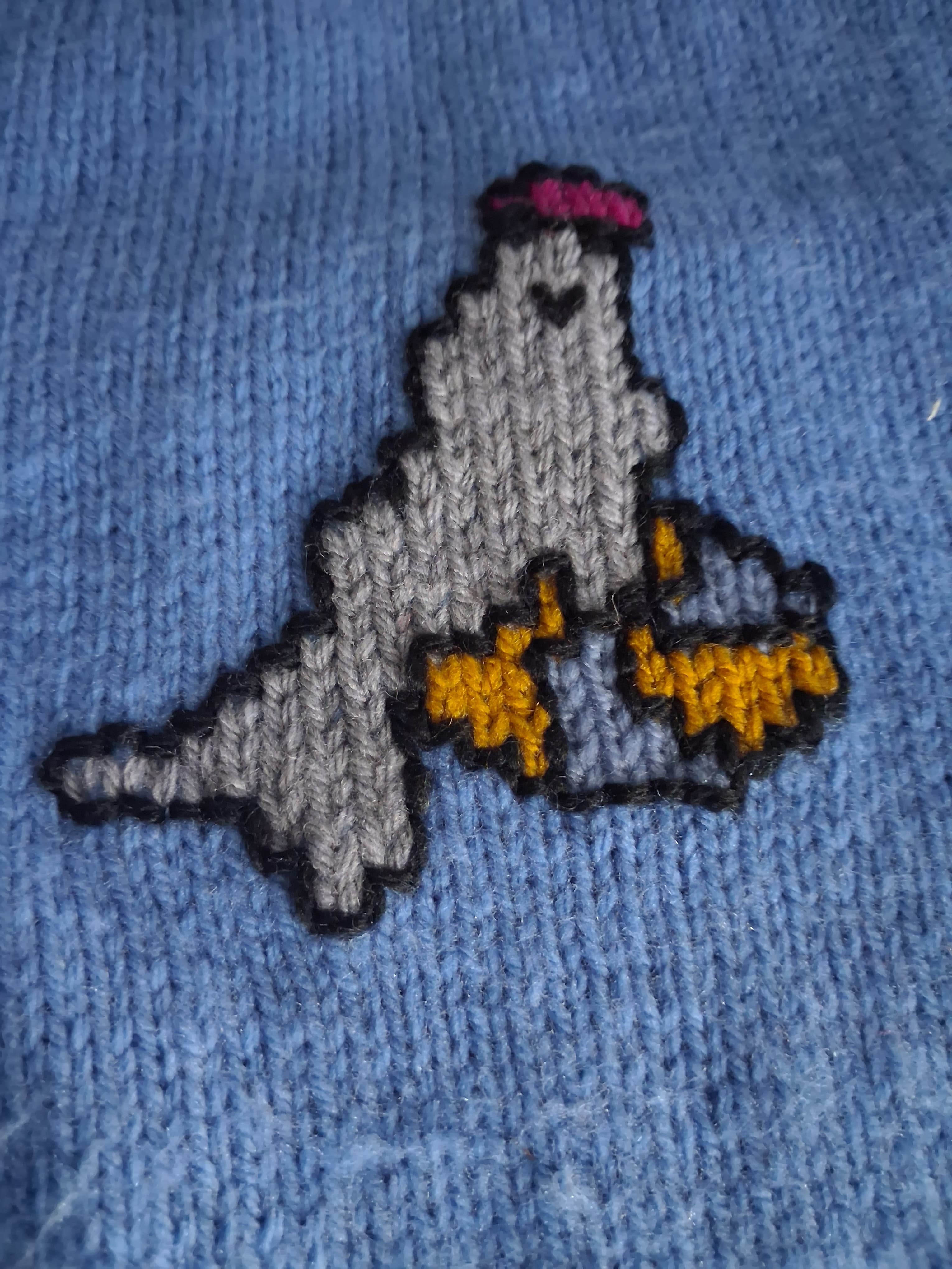 Hand-Knitted Baby Sweater With Seal Motif Blue — photo 2 of 4