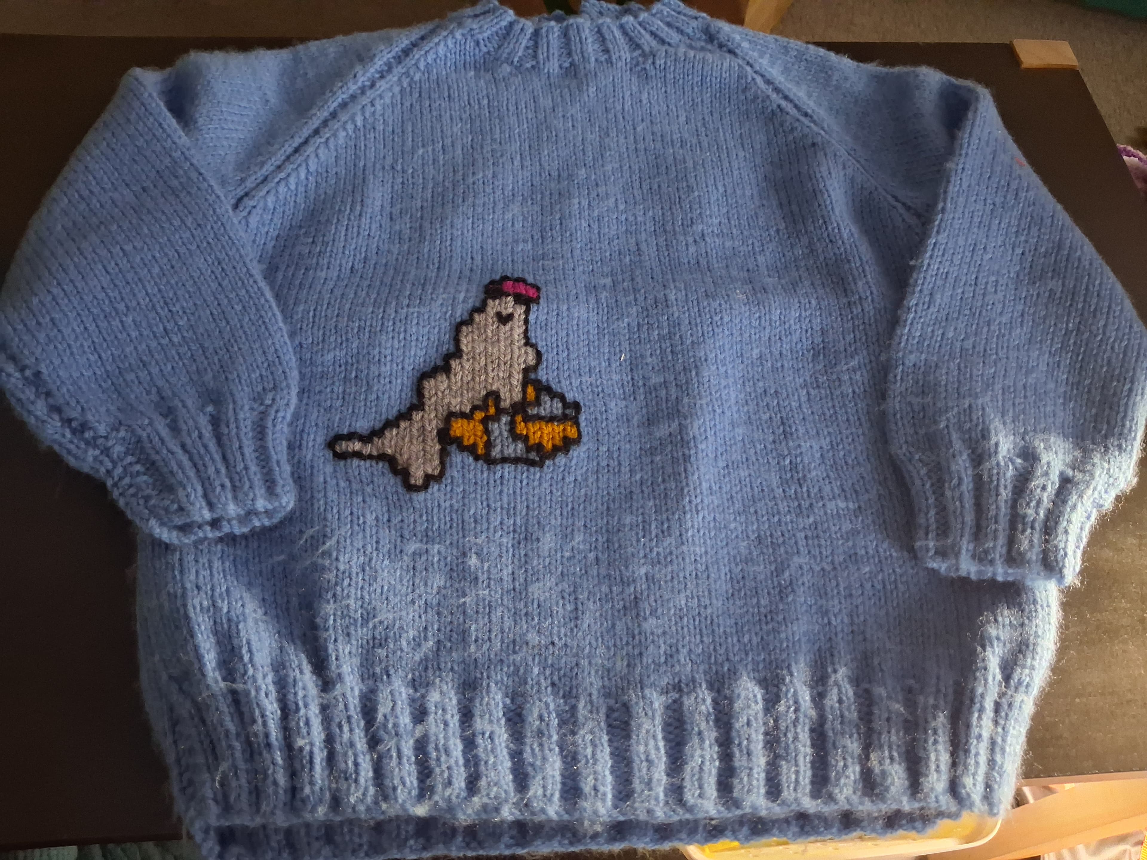Hand-Knitted Baby Sweater With Seal Motif Blue — photo 3 of 4
